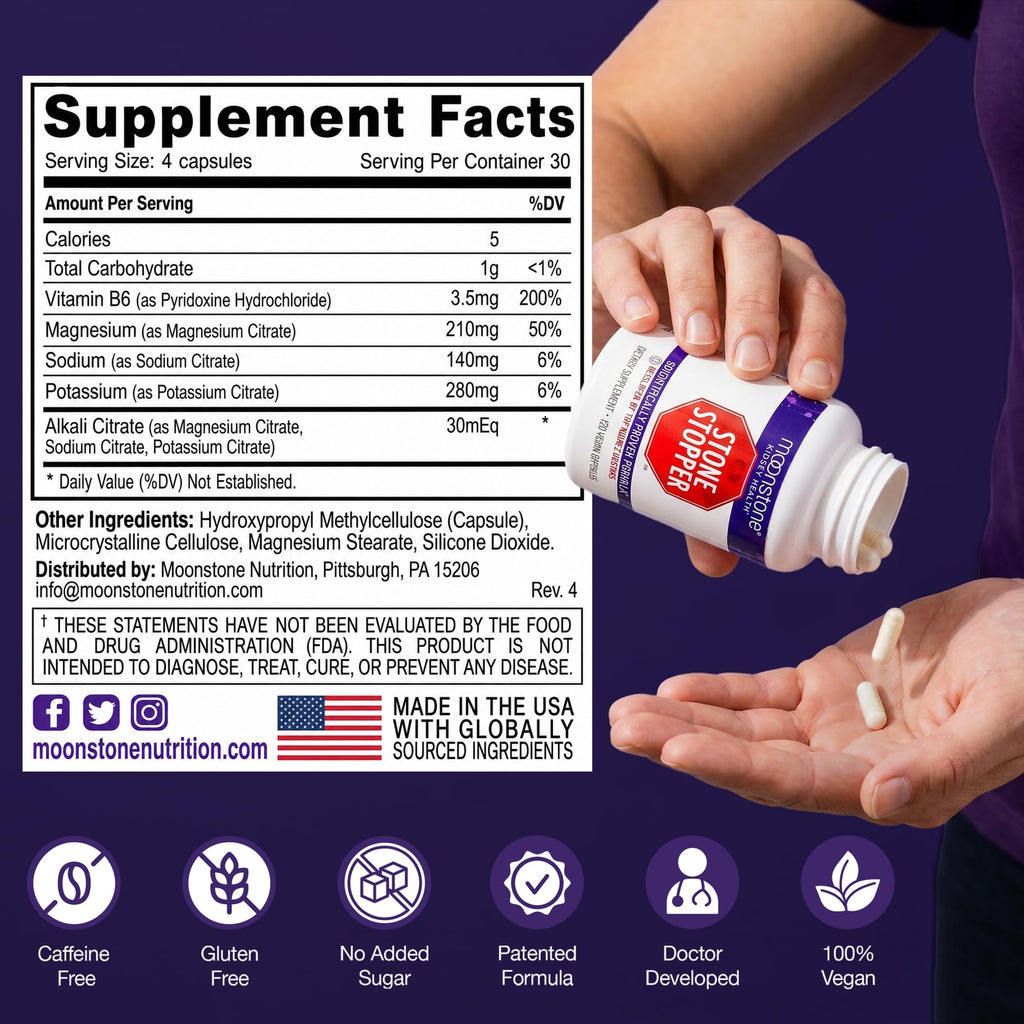 Moonstone Stone Stopper Capsules Kidney Stone Prevention

