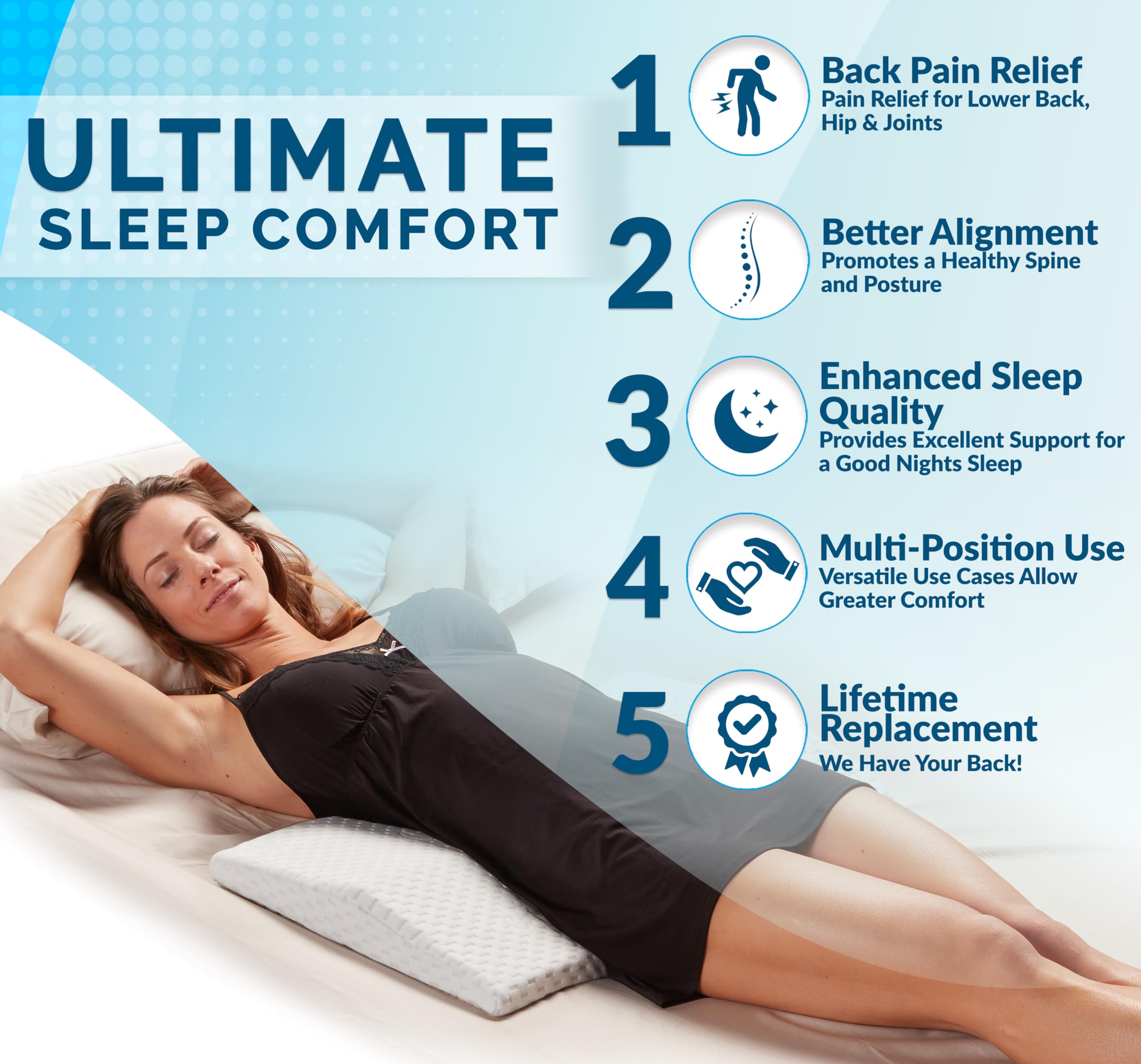 ComfiLife Lumbar Support Pillow - Memory Foam for Back Pain

