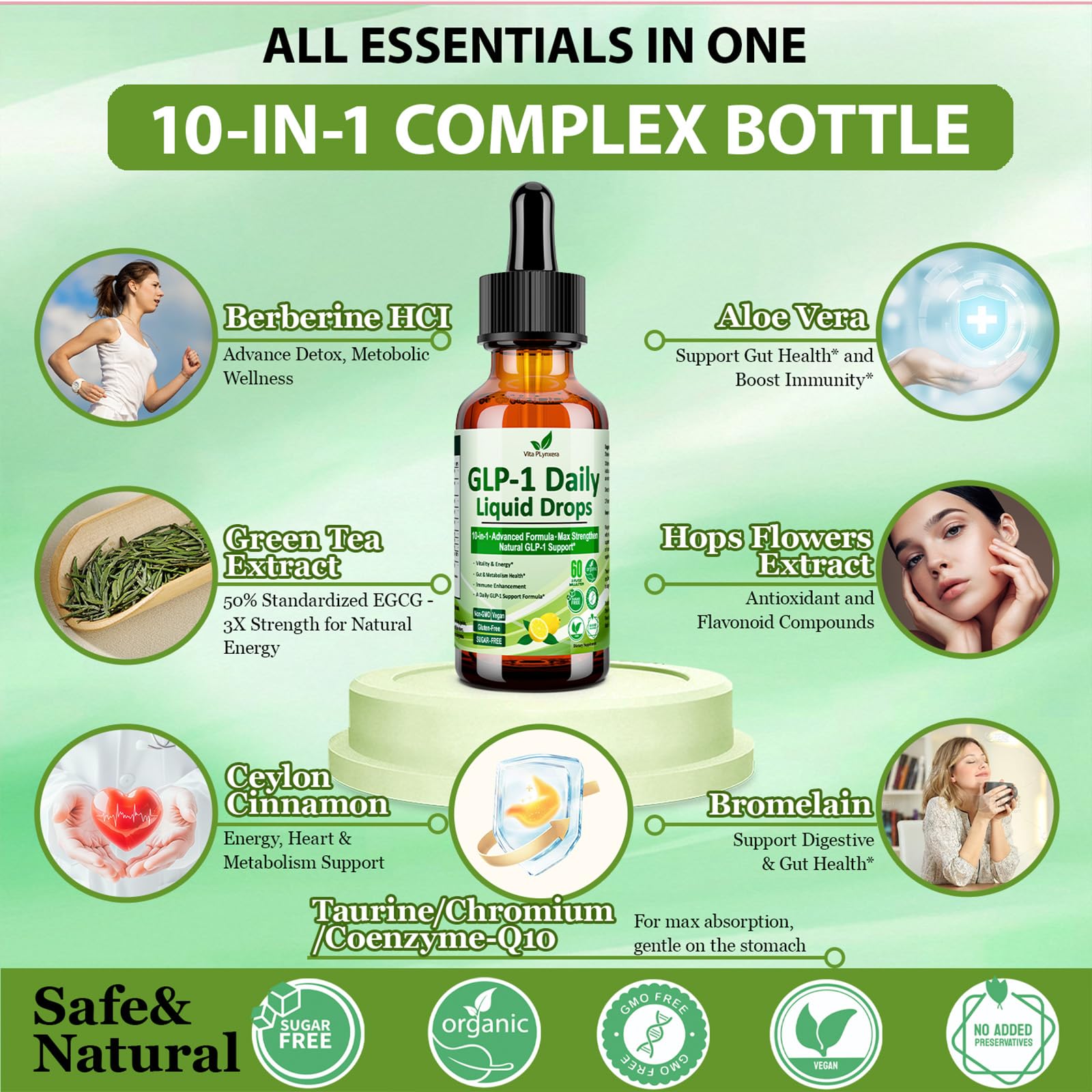 GLP-1 Support Liquid Drops - 10-in-1 Formula for Wellness

