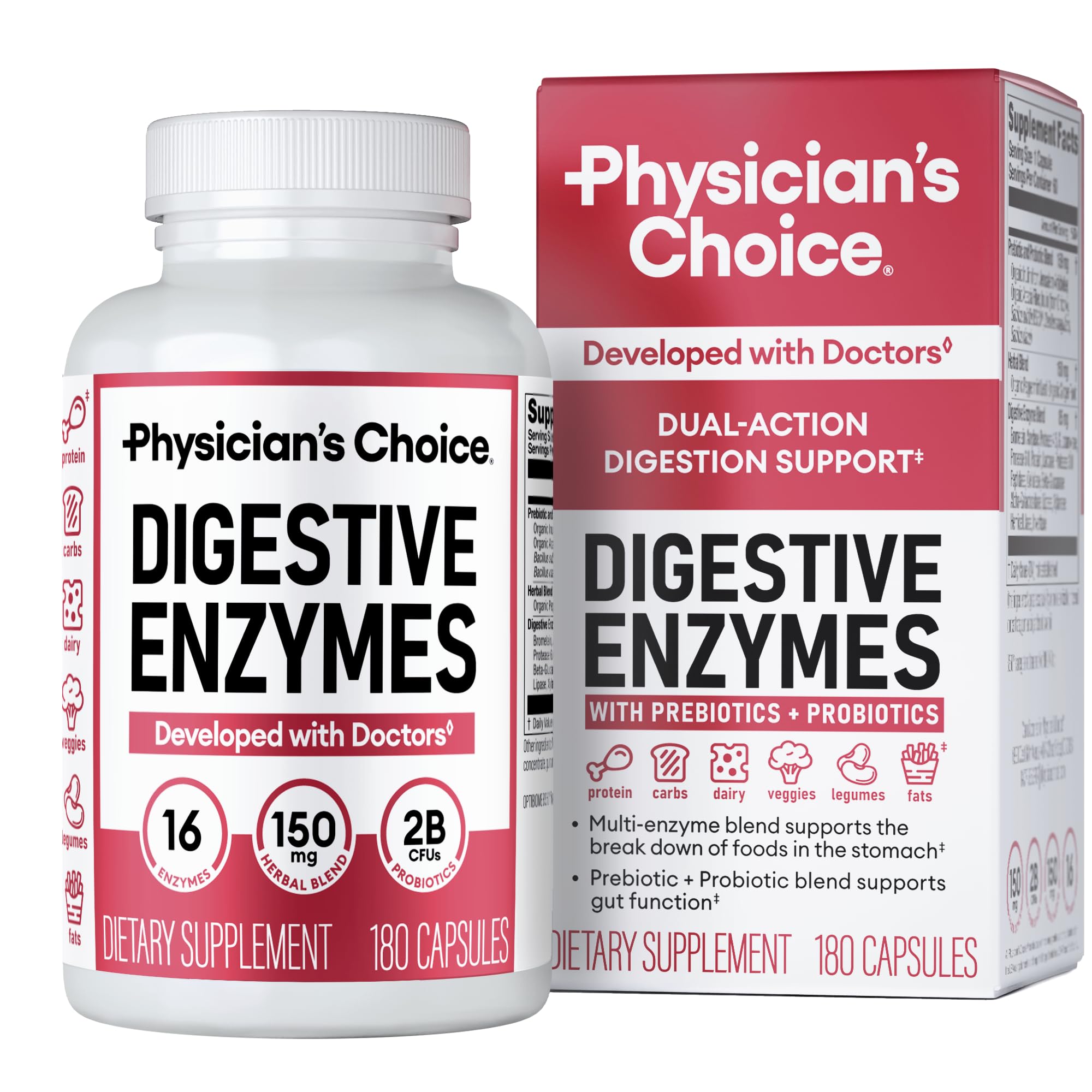Physician's Choice Digestive Enzymes with Probiotics for Digestive Health