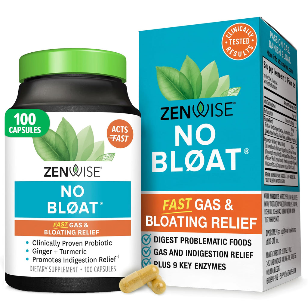Zenwise Health No Bloat Digestive Enzymes for Gut Health with Probiotics & Botanicals