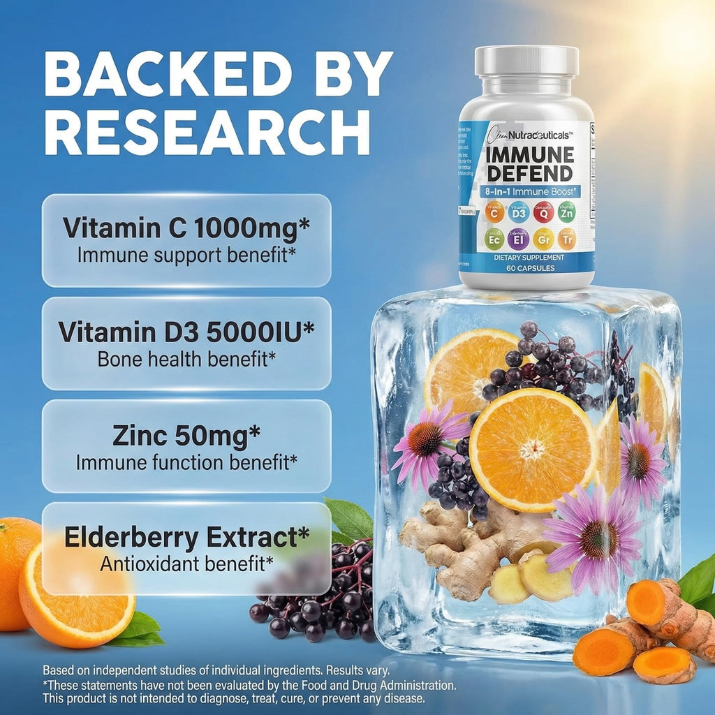 Clean Nutraceuticals Immune Defense Quercetin Zinc Vitamin C

