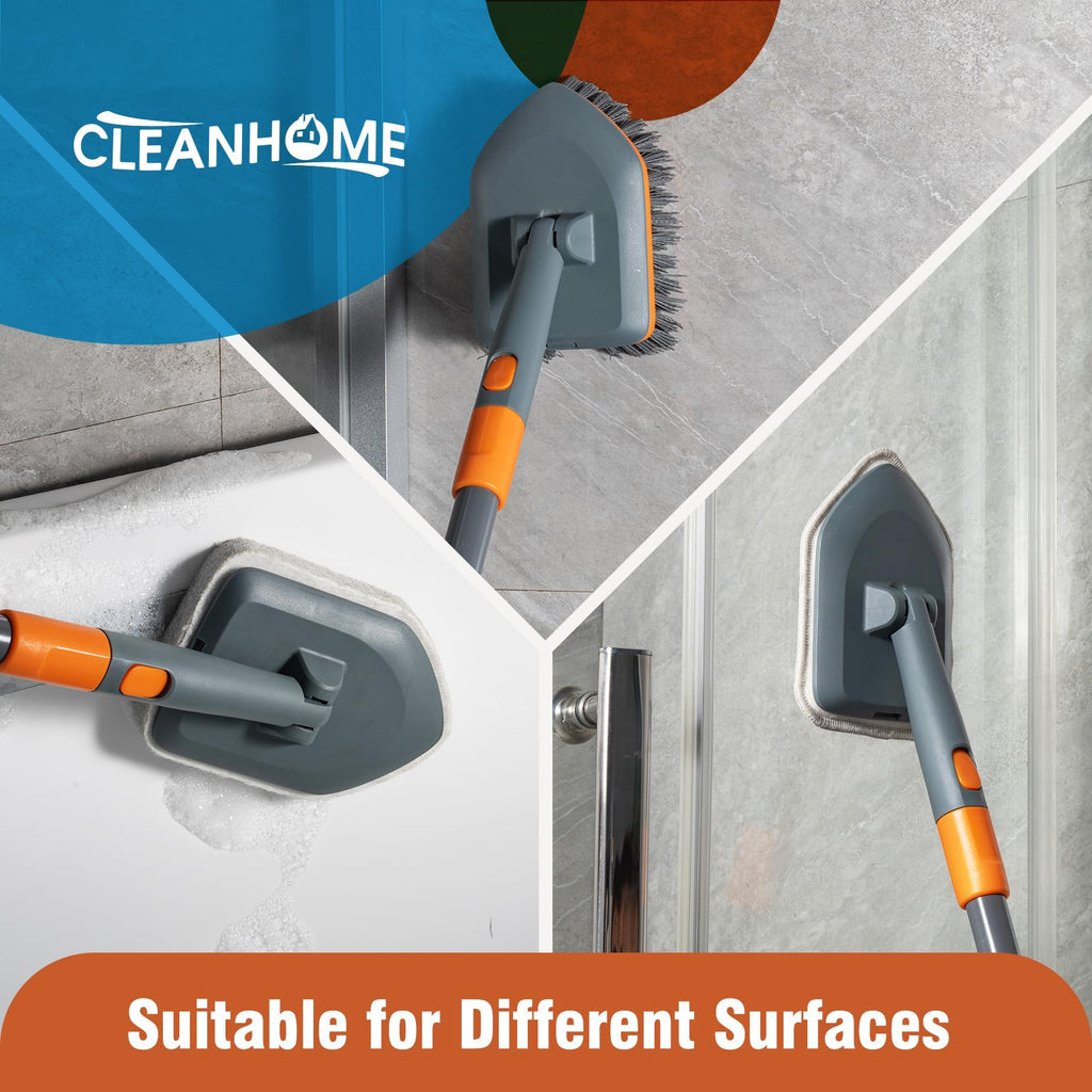 CLEANHOME Floor Scrub Brush with Interchangeable Heads

