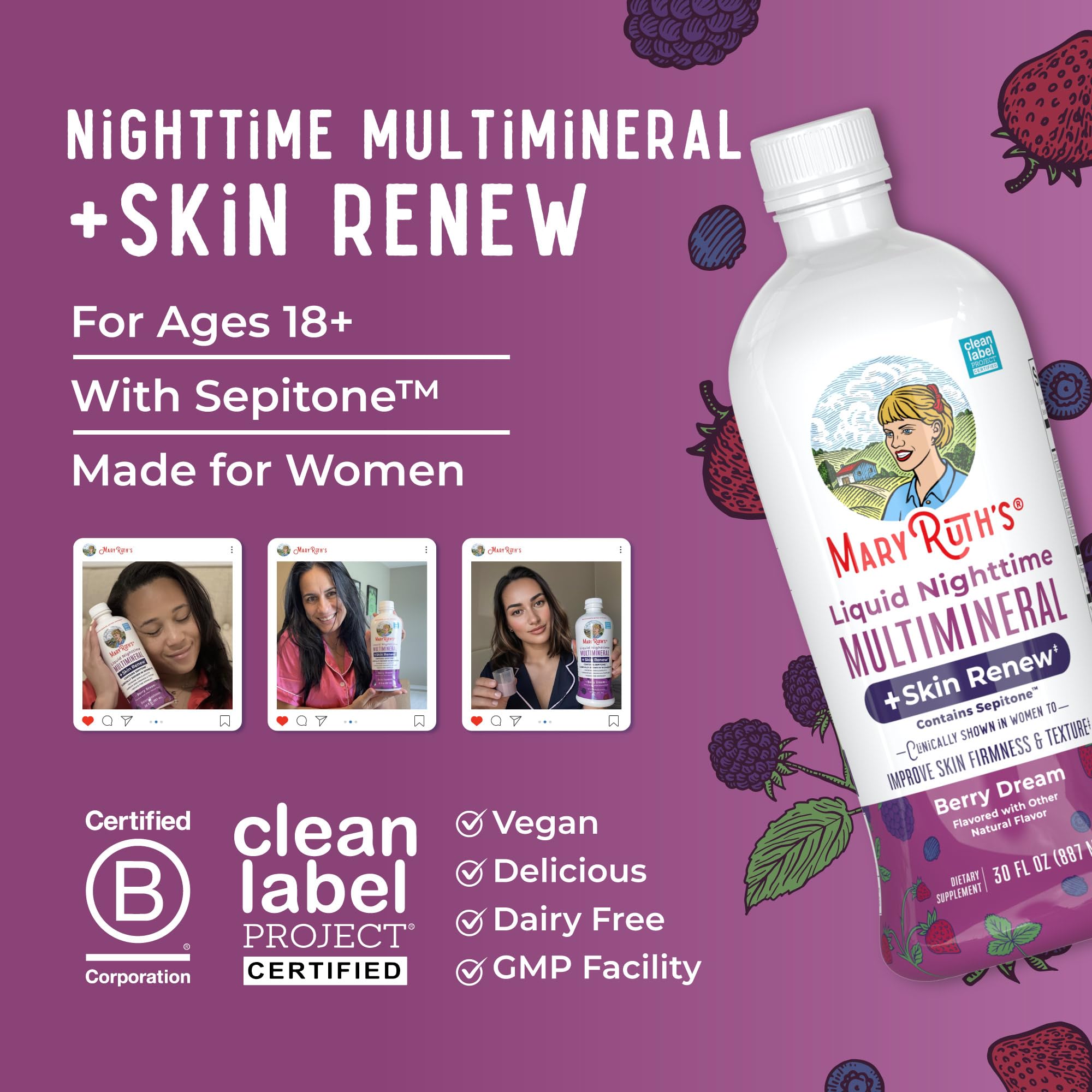 MaryRuth's Nighttime Multimineral + Skin Renew with Sepitone

