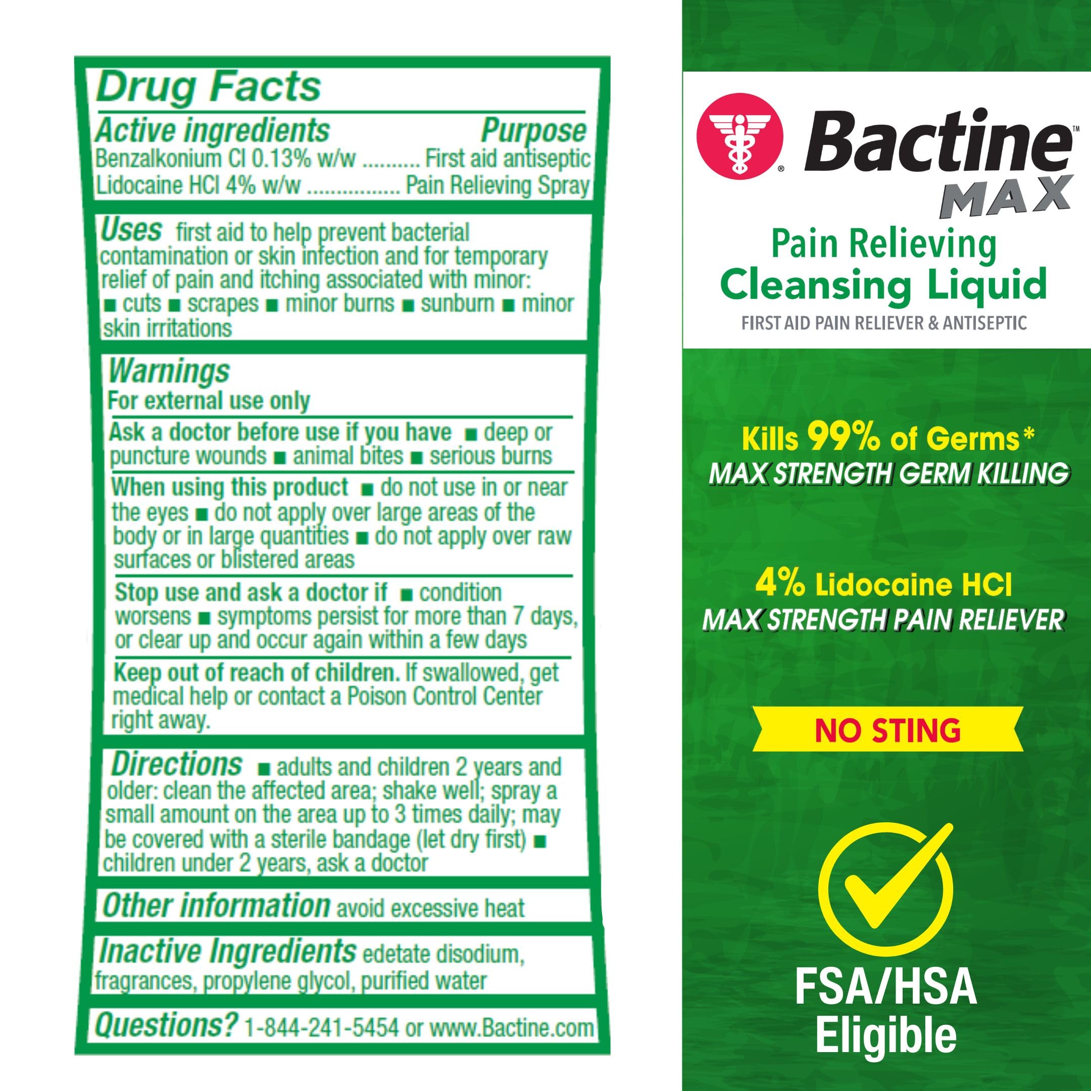 Bactine MAX First Aid Spray Pain Relief

