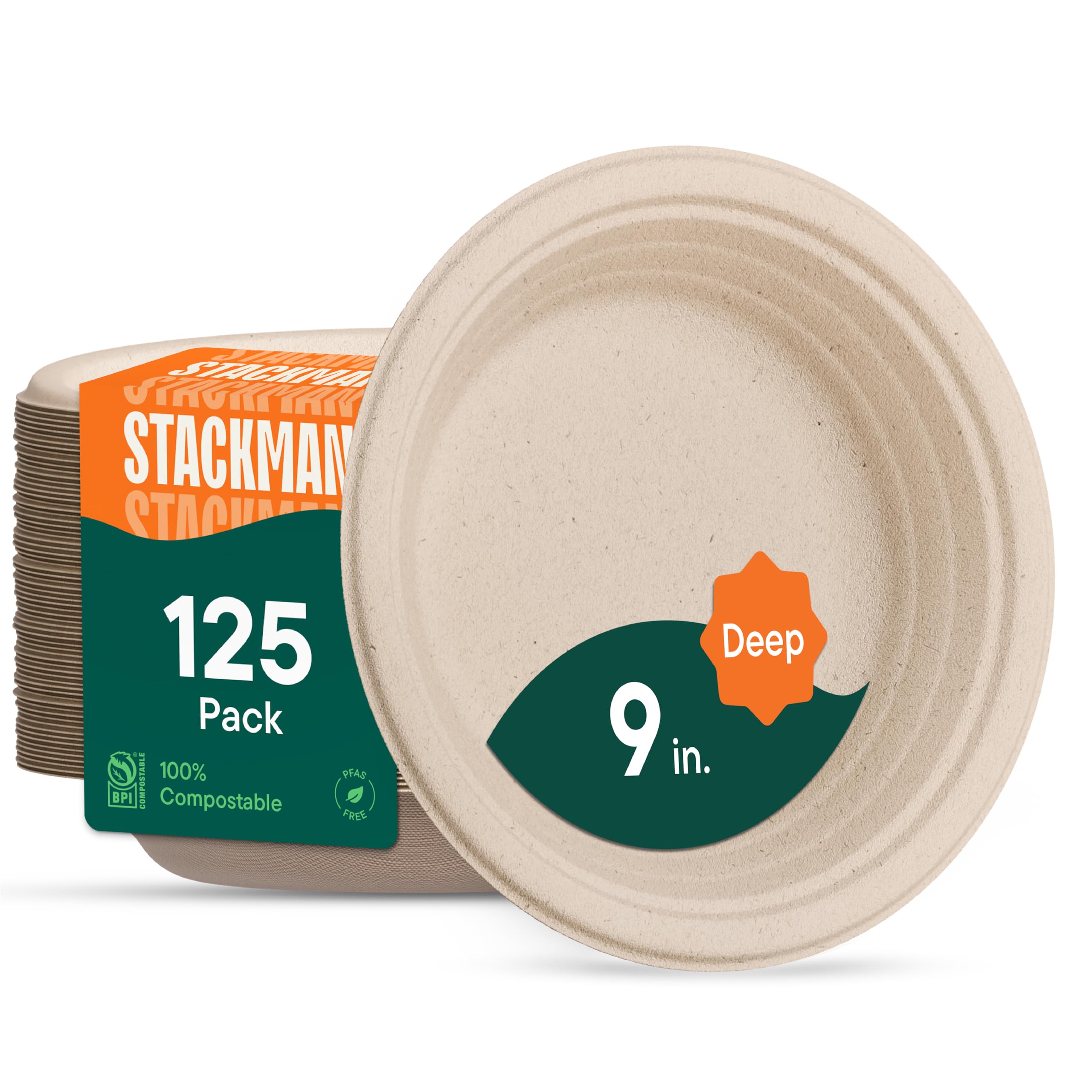 Eco-Friendly Disposable Plates, Heavy-Duty Plant-Based Dinnerware