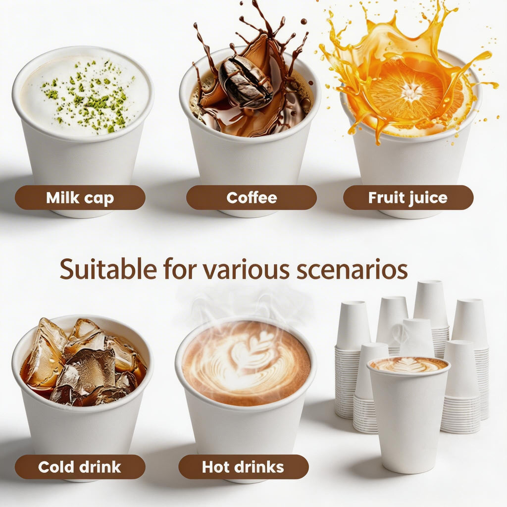 MOUMOULIFE Disposable Paper Cups | Leak-Proof & Recyclable

