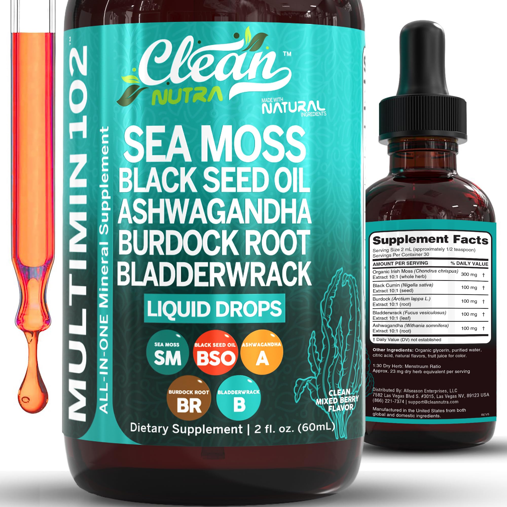 Clean Nutra Sea Moss Drops MultiMineral Liquid | Vegan

