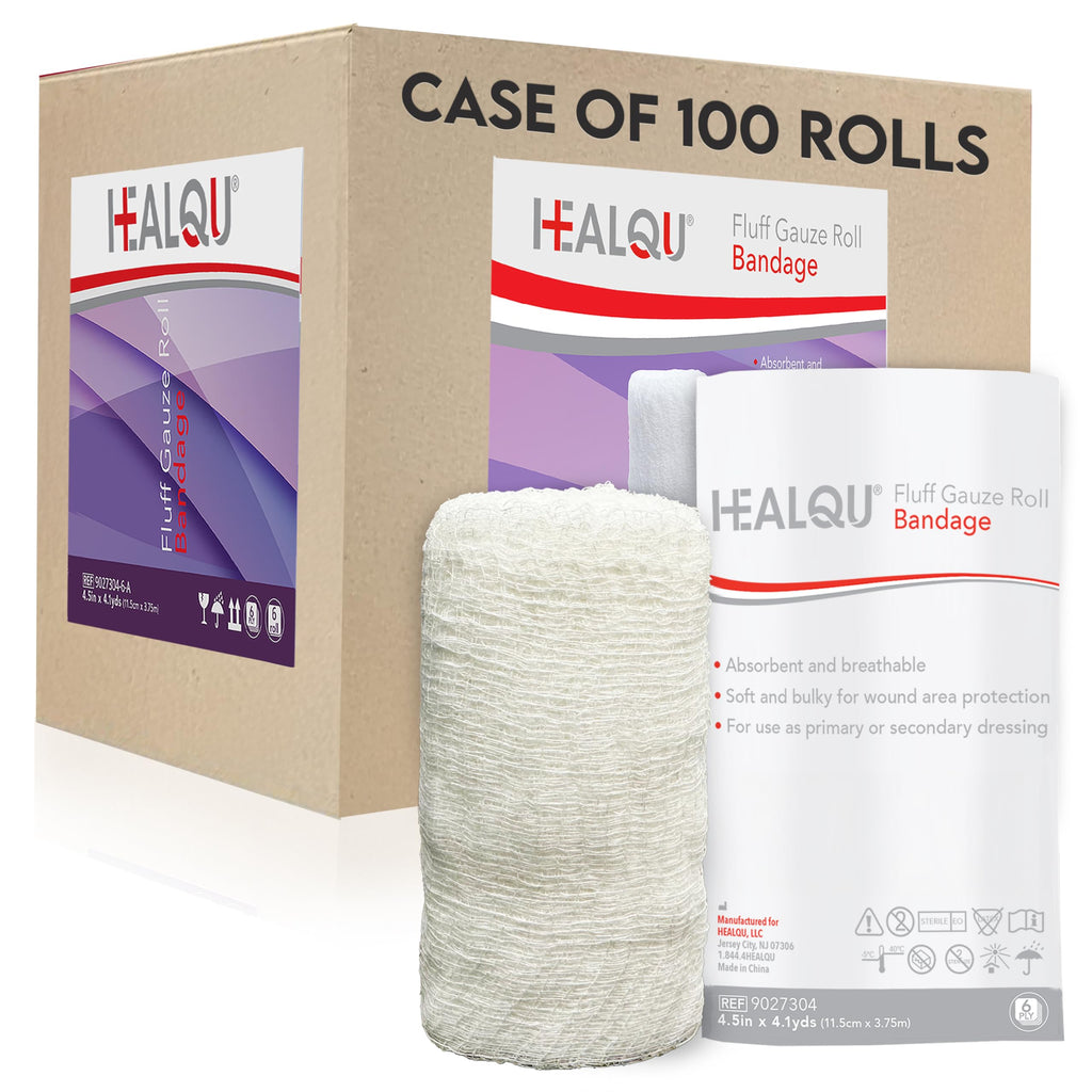 HEALQU Kerlix Gauze Bandage Roll - 6-Ply Latex-Free Cotton