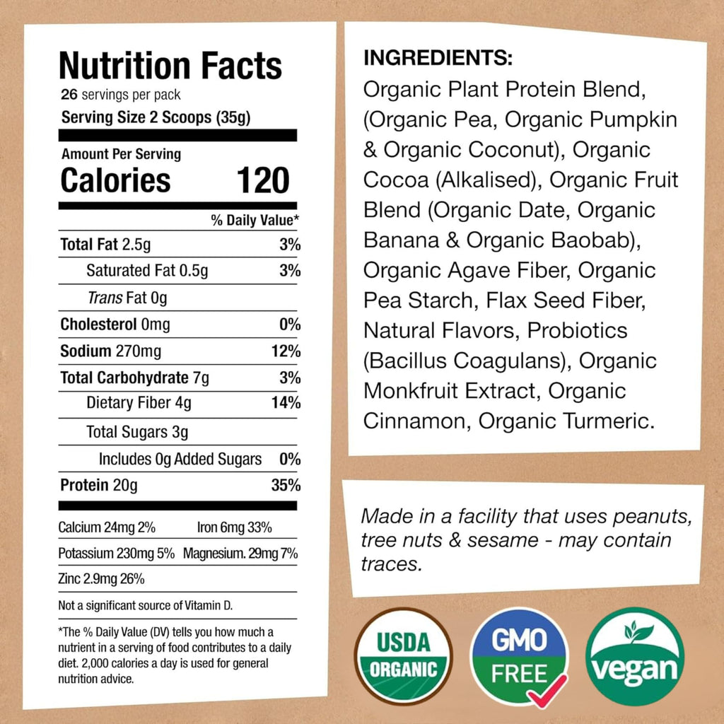 EarthChimp Organic Vegan Protein Powder with Probiotics

