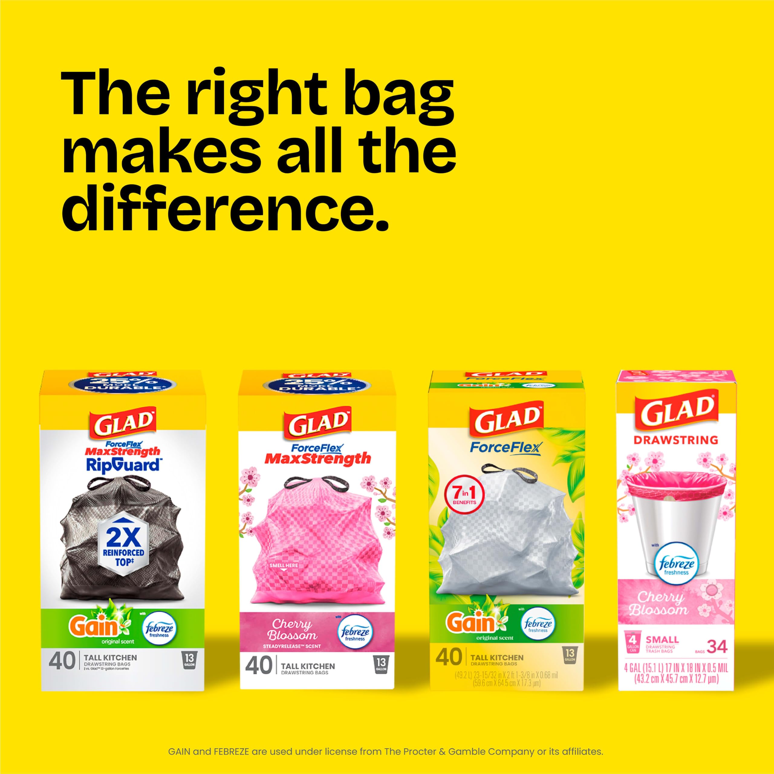 Glad ForceFlex Tall Kitchen Trash Bags 13-Gallon Fresh Clean

