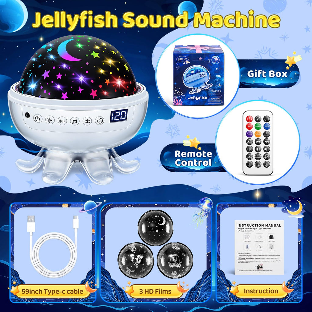 Baby Sleep Sound Machine with Night Light Star Projector

