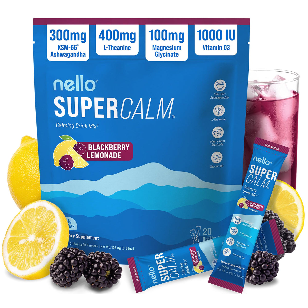 Nello SuperCalm Powdered Drink Mix Adaptogenic Sleep Support