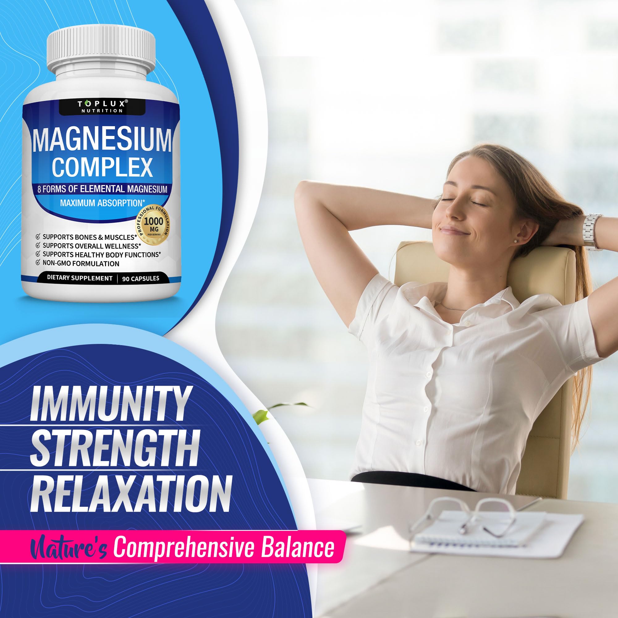 Toplux Magnesium Complex Supplement | Bone & Muscle Support

