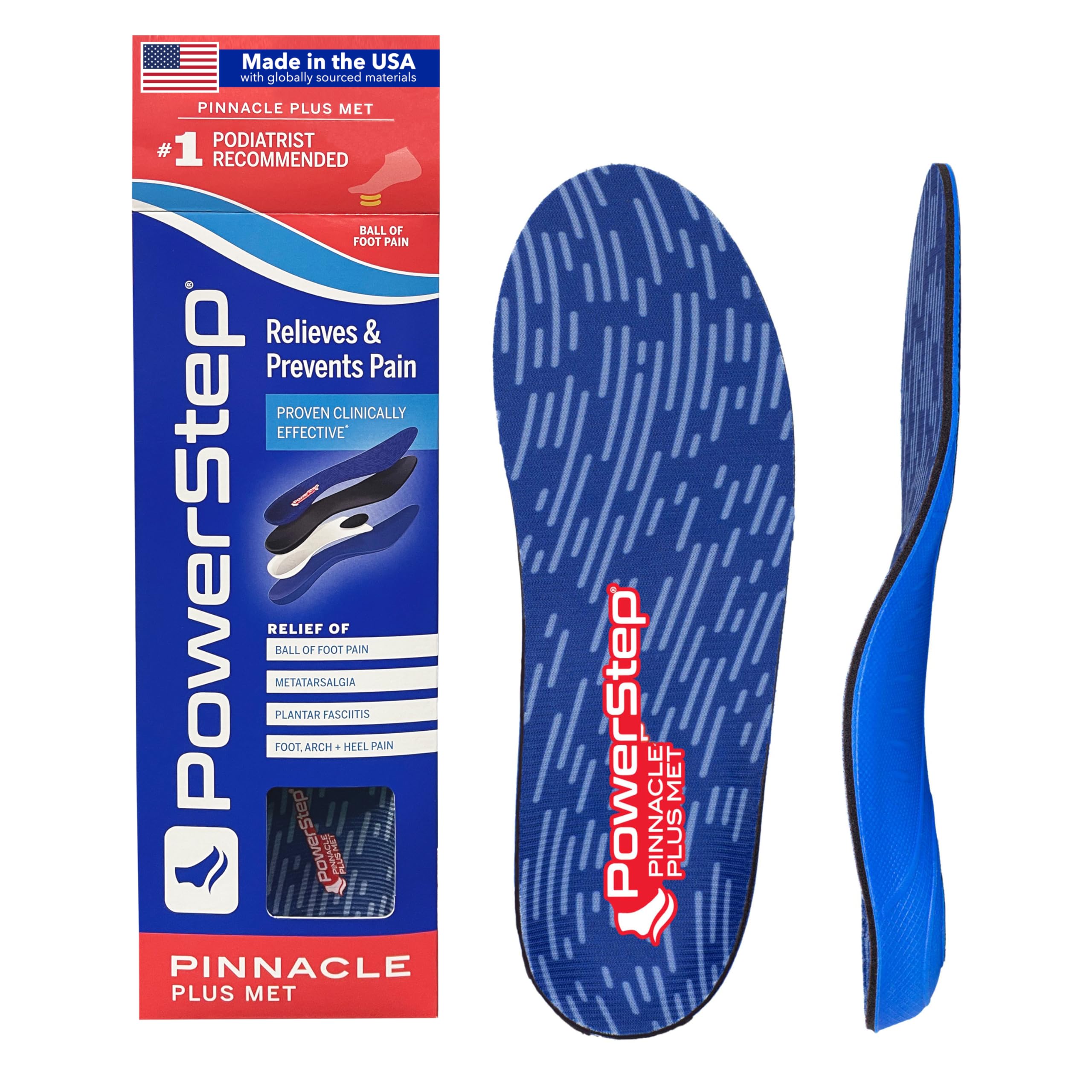 PowerStep Pinnacle Plus Met Orthotics Ball of Foot Pain