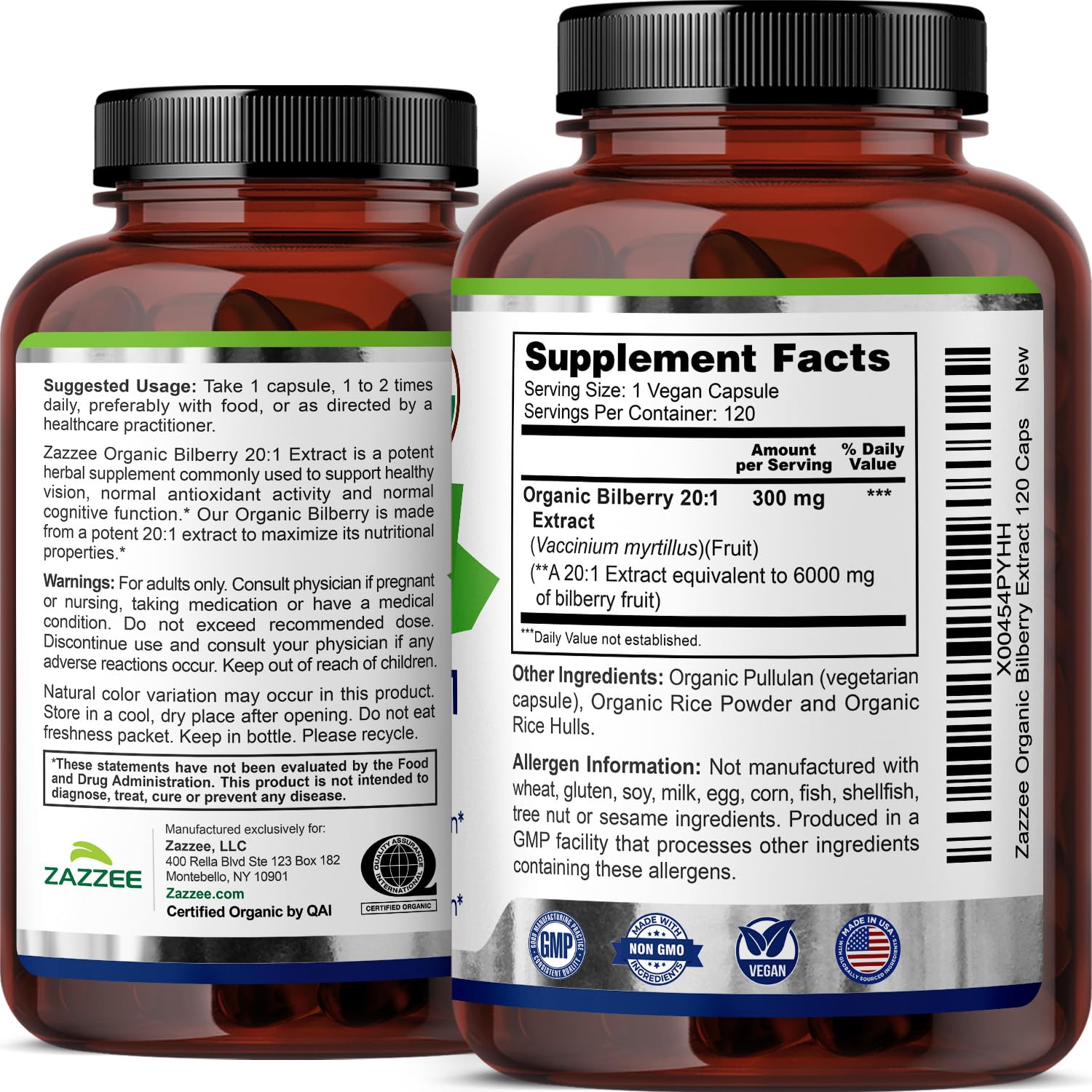 Zazzee Organic Bilberry Extract for Eye Health

