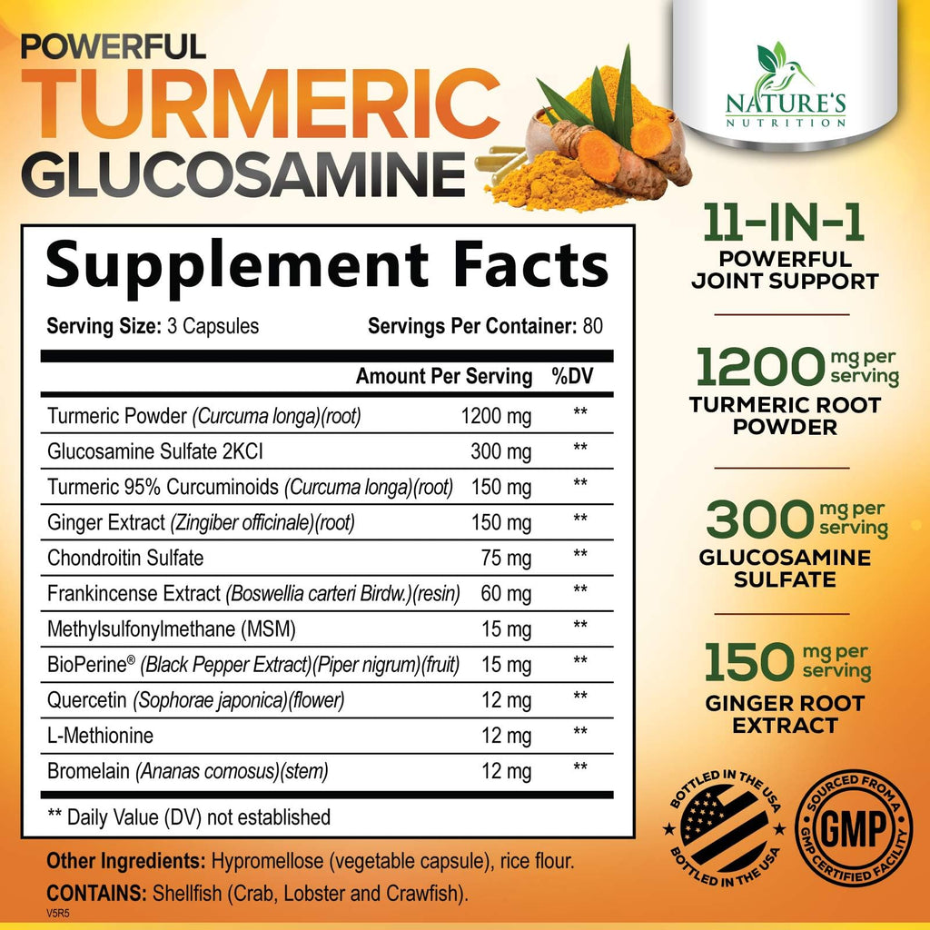 Turmeric Curcumin Capsules with Glucosamine, Ginger & MSM

