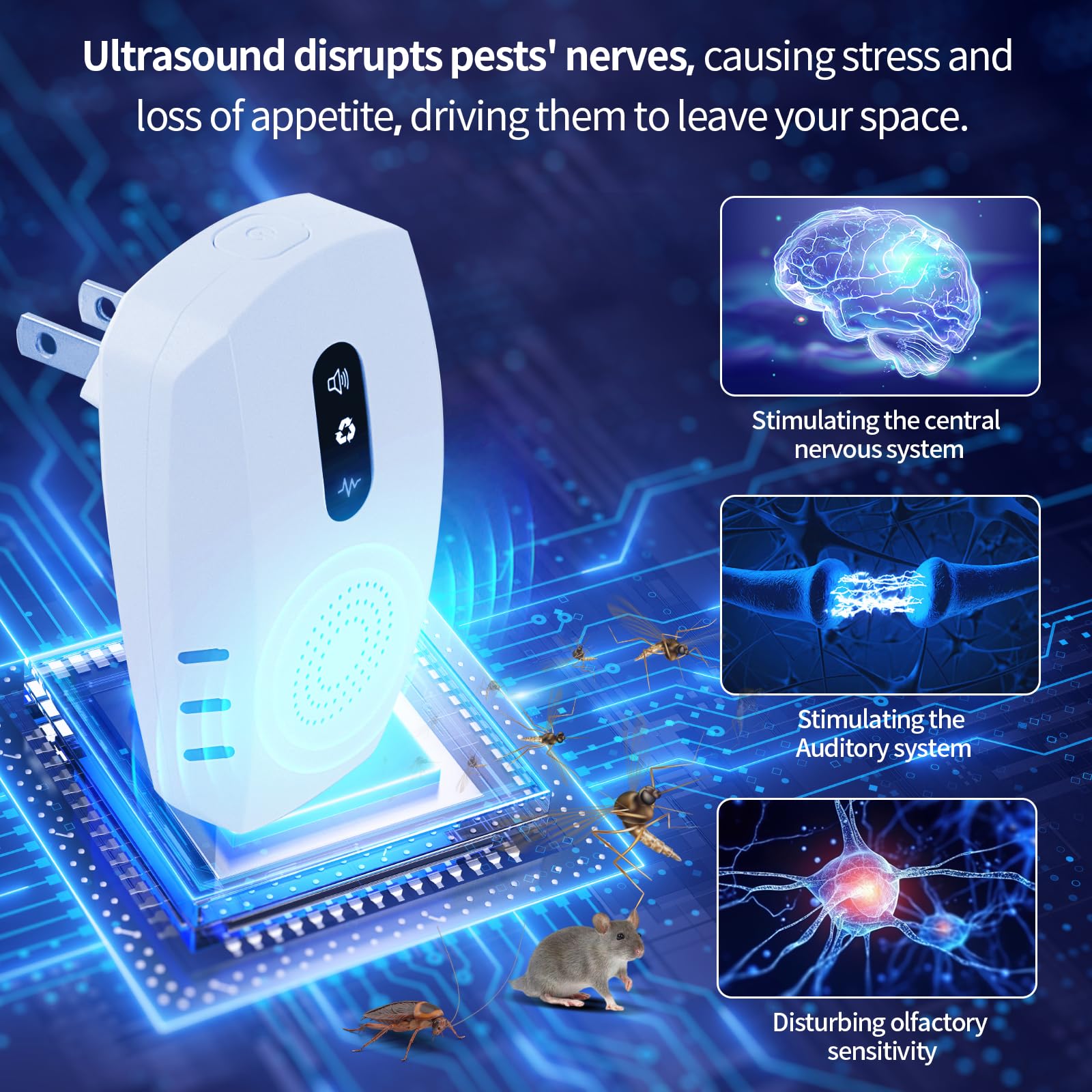 Cvtayn Ultrasonic Pest Repeller | 3-Mode Plug-in

