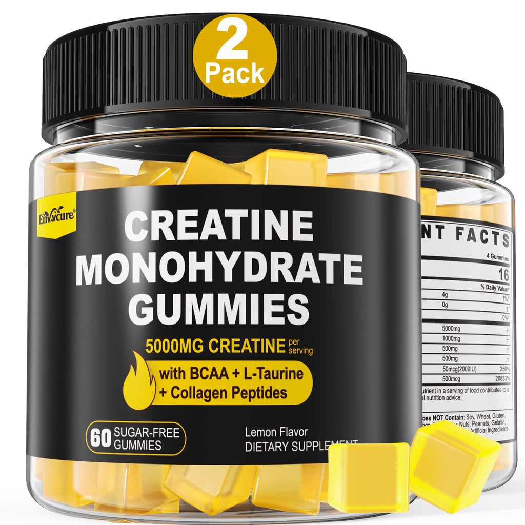 Creatine Monohydrate Gummies with BCAA & Collagen – Lemon

