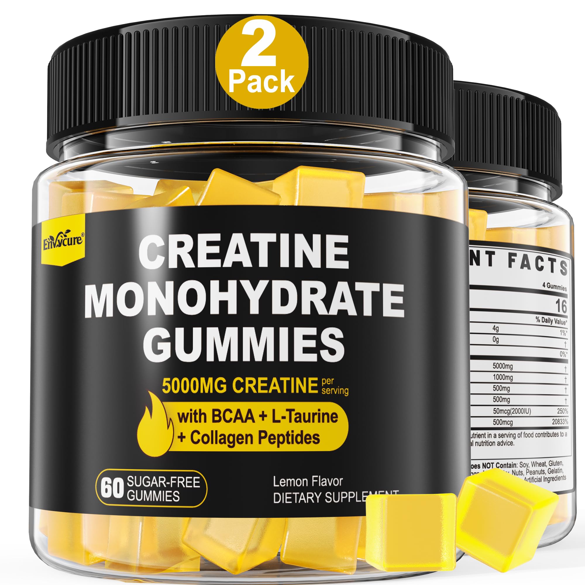 Creatine Monohydrate Gummies with BCAA & Collagen – Lemon

