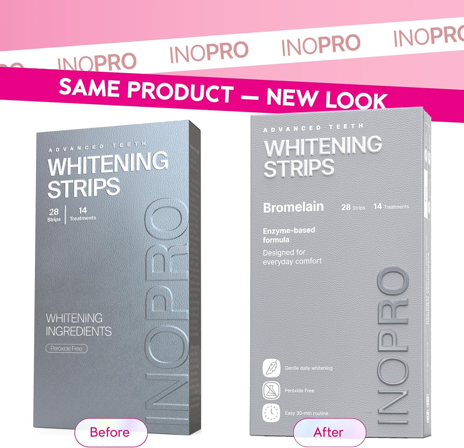 InoPro Natural Teeth Whitening Strips – Peroxide-Free

