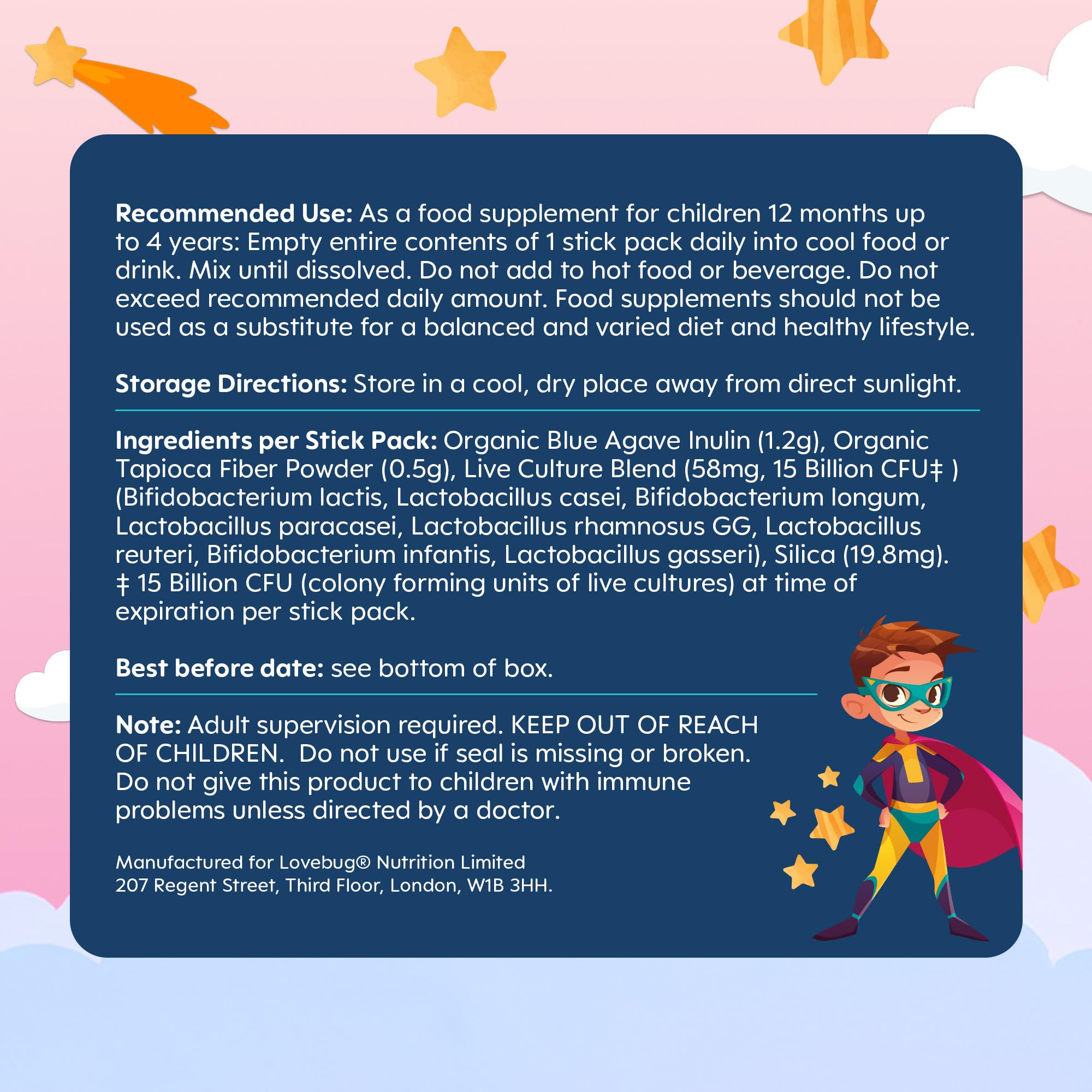 LOVEBUG Kids Probiotic Powder for Digestive Health

