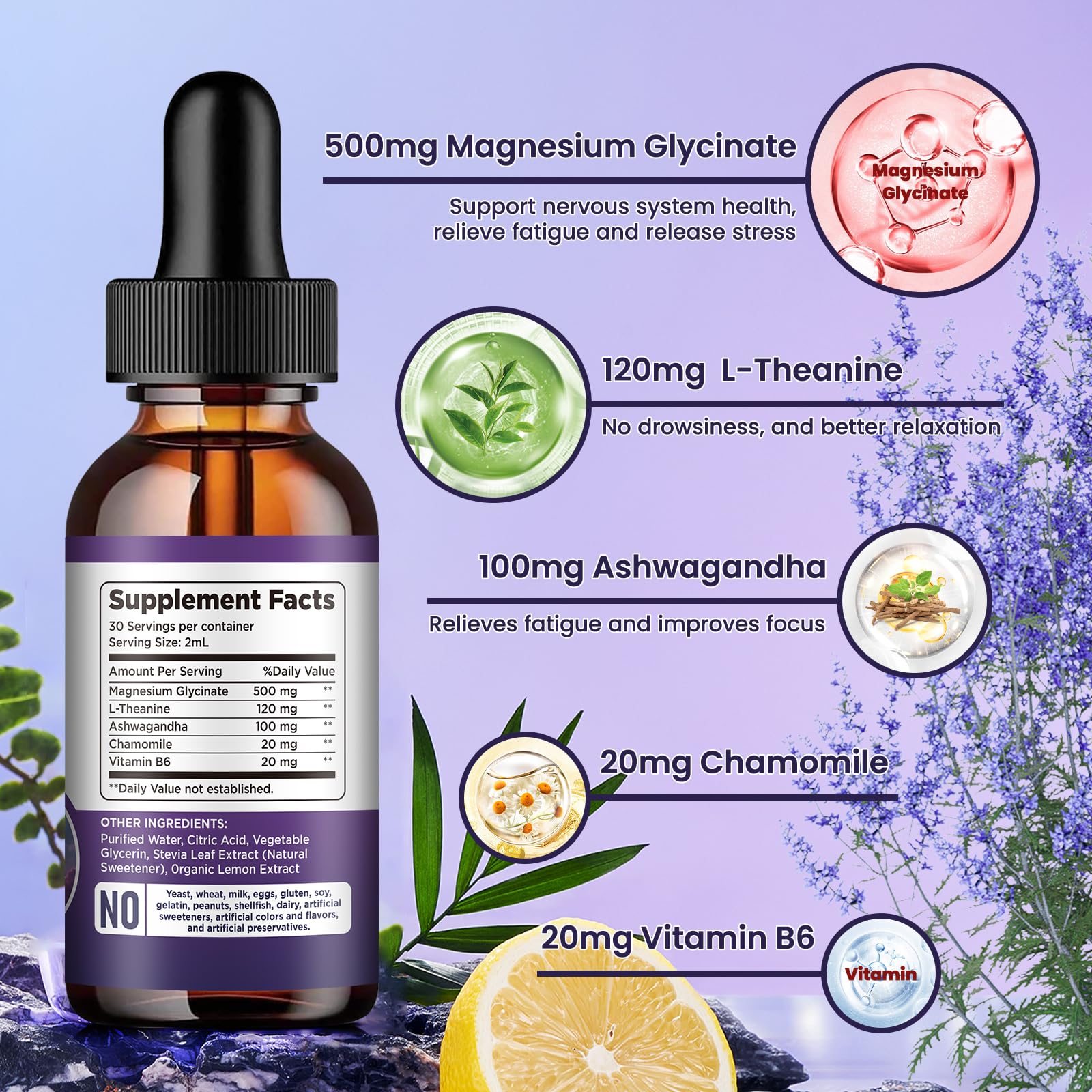 Magnesium Glycinate Liquid Drops with Ashwagandha L-Theanine


