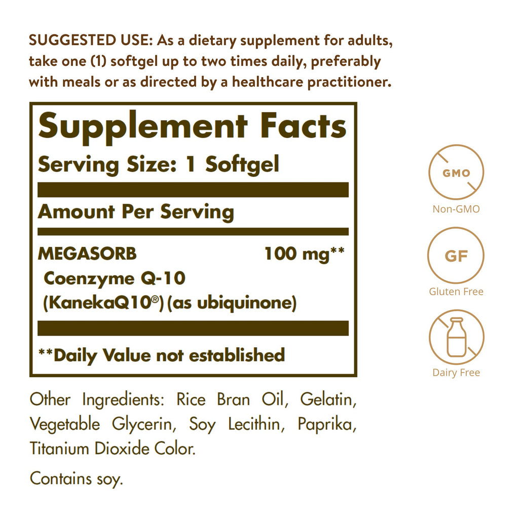 Solgar CoQ-10 Megasorb 100 mg Softgels | Enhanced Absorption

