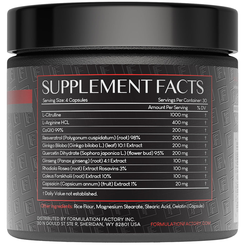 Nitric Oxide Supplement - Formulation Factory Heart of Steel

