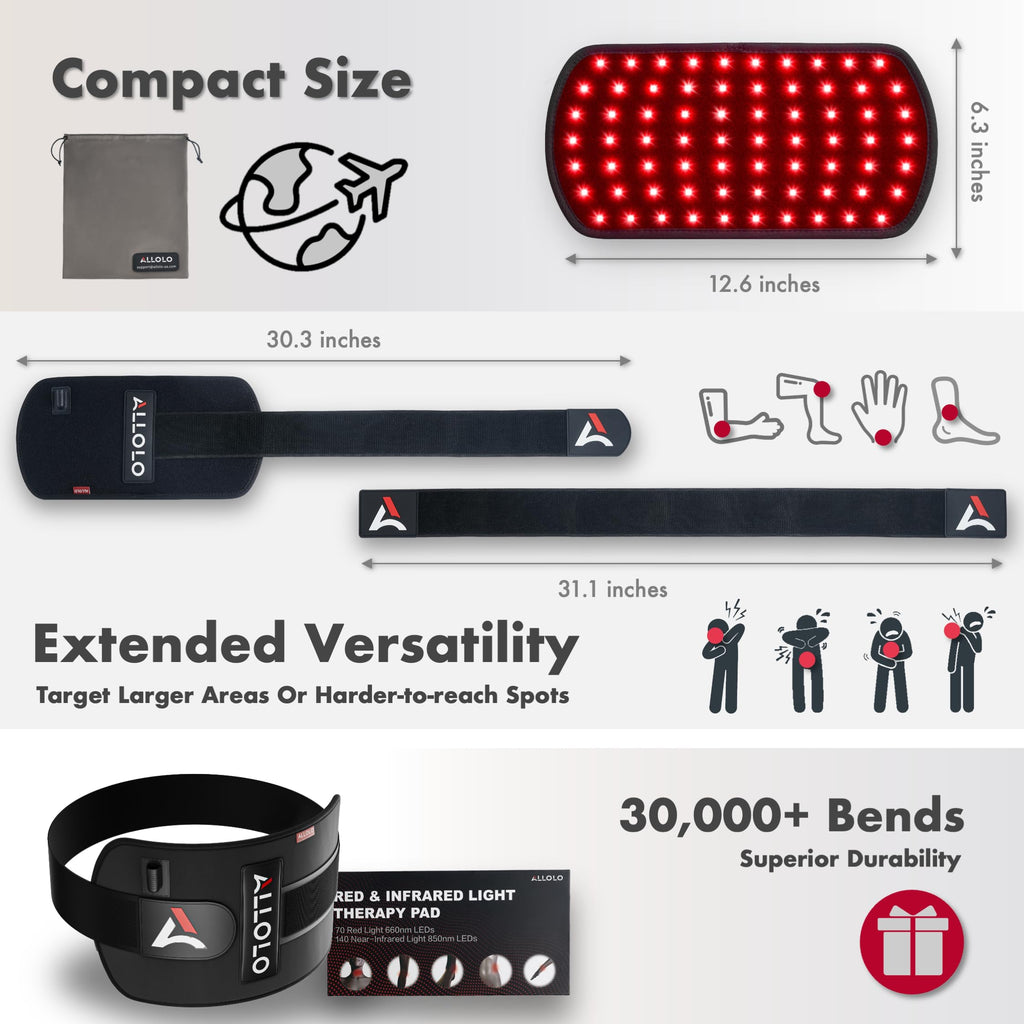 ALLOLO Red Light Therapy Belt with Timer 3-in-1 LEDs

