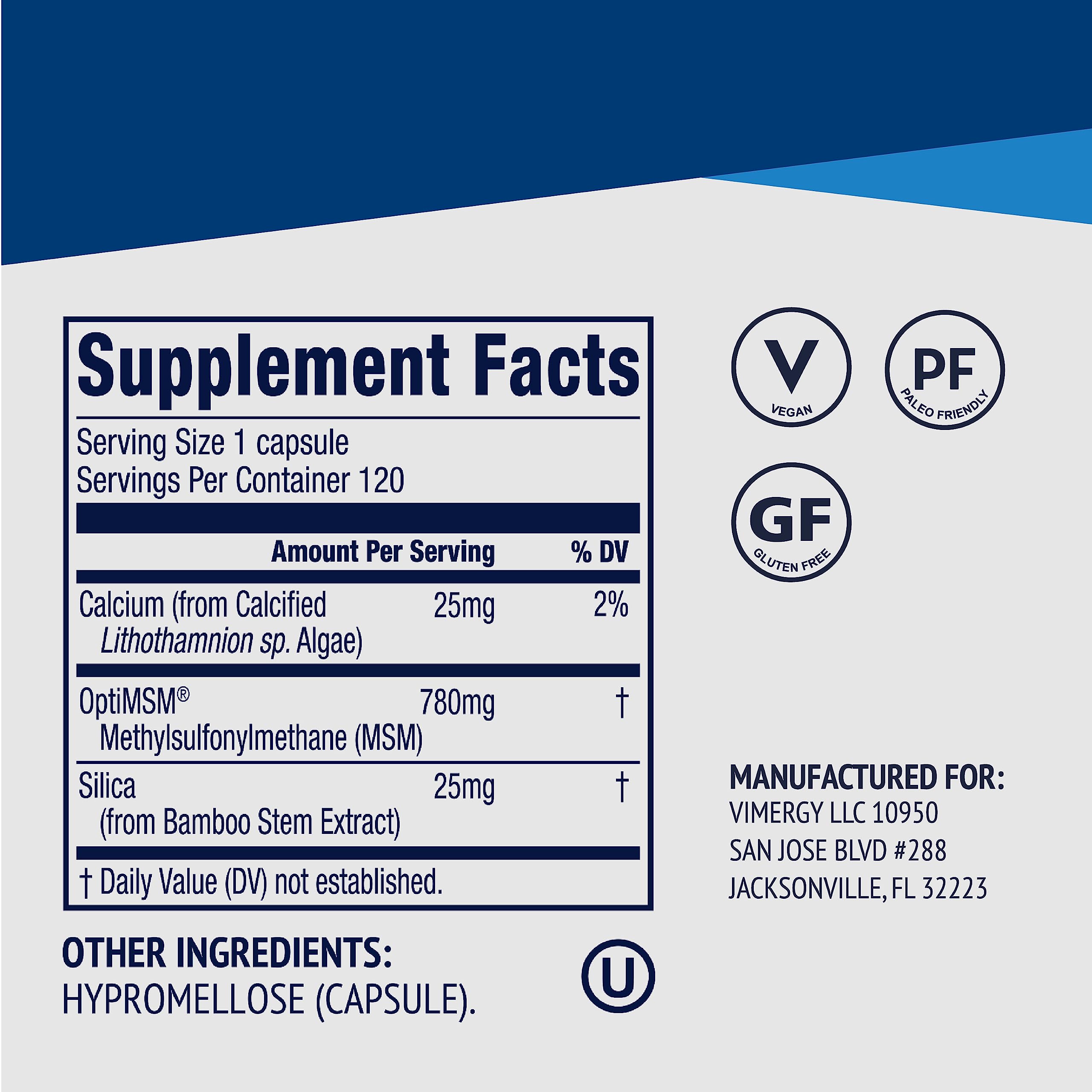 Vimergy MSM Capsules for Joint and Bone Health

