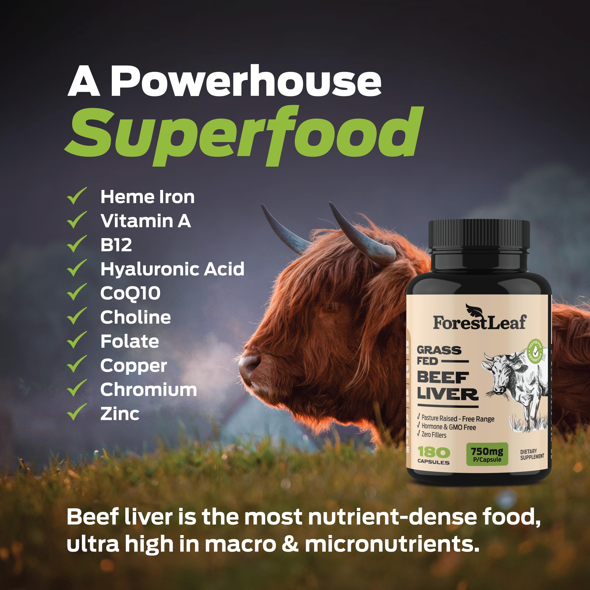 ForestLeaf Grass-Fed Beef Liver Capsules Immunity Support

