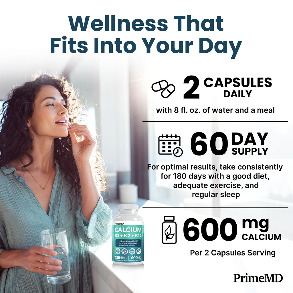 Calcium Citrate with D3 & K2 for Adults - Vegan Supplement

