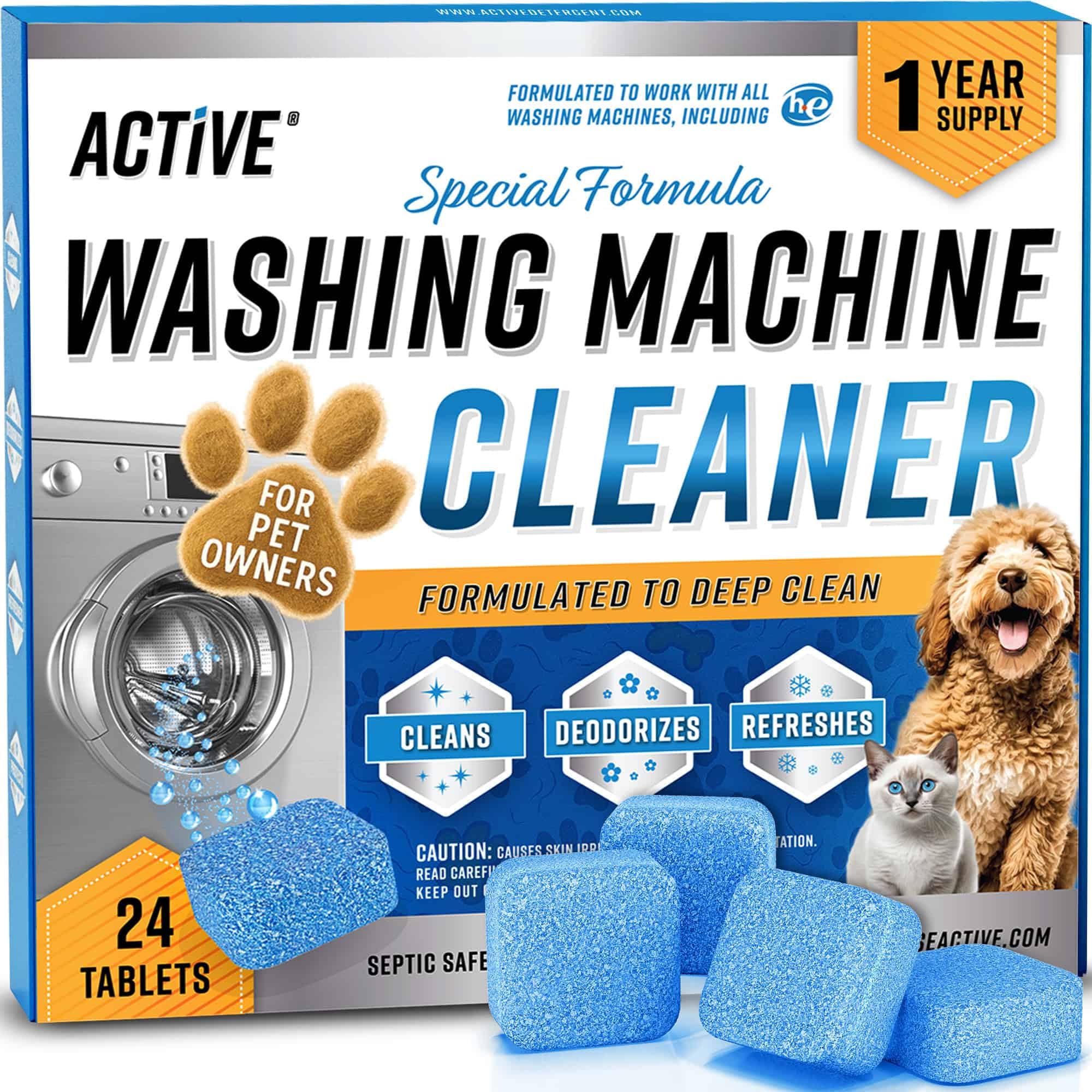 ACTIVE Pet Hair Washing Machine Cleaner with Enzymes Descaler - Deep Clean