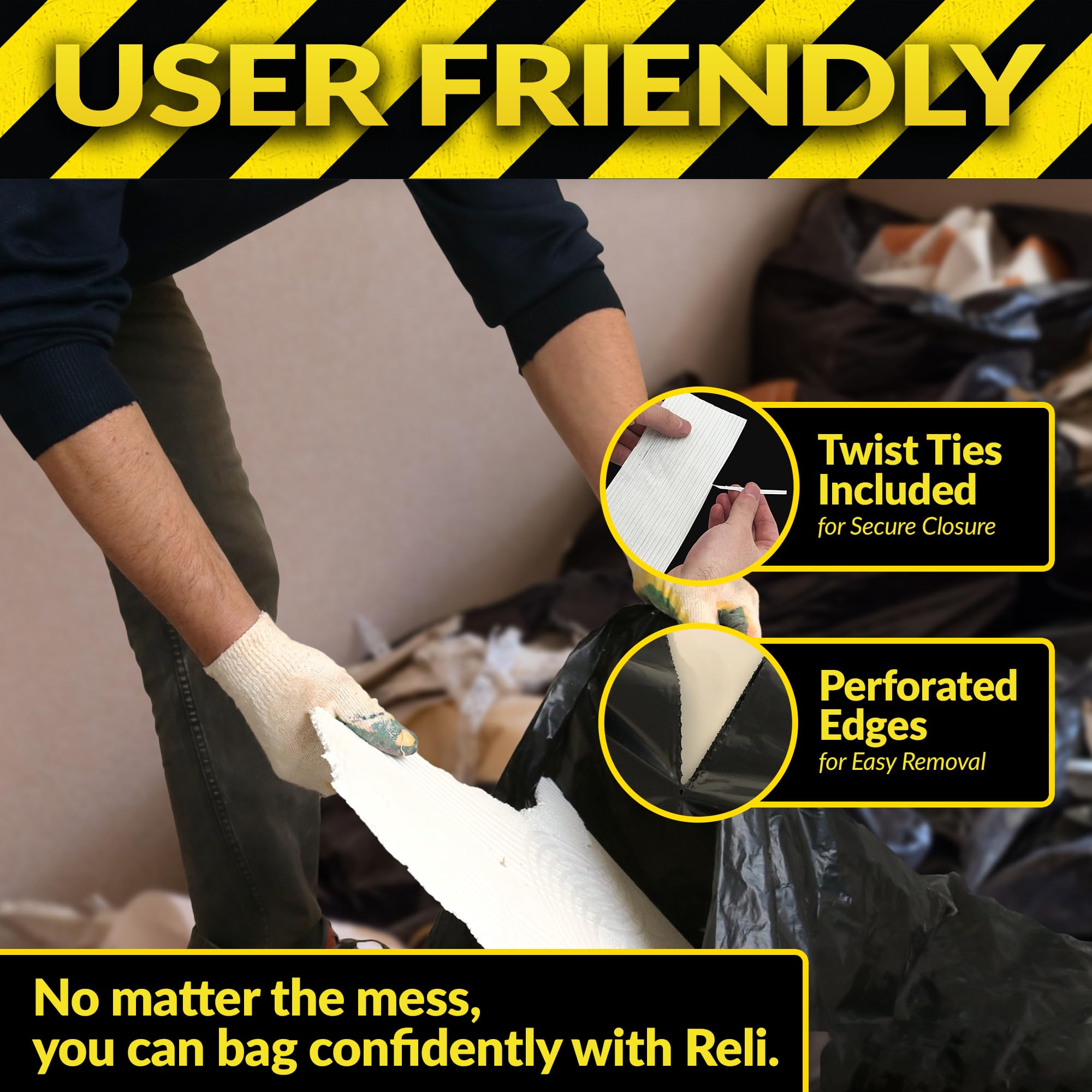 Reli. Garbage Bags for Construction | Durable Bags

