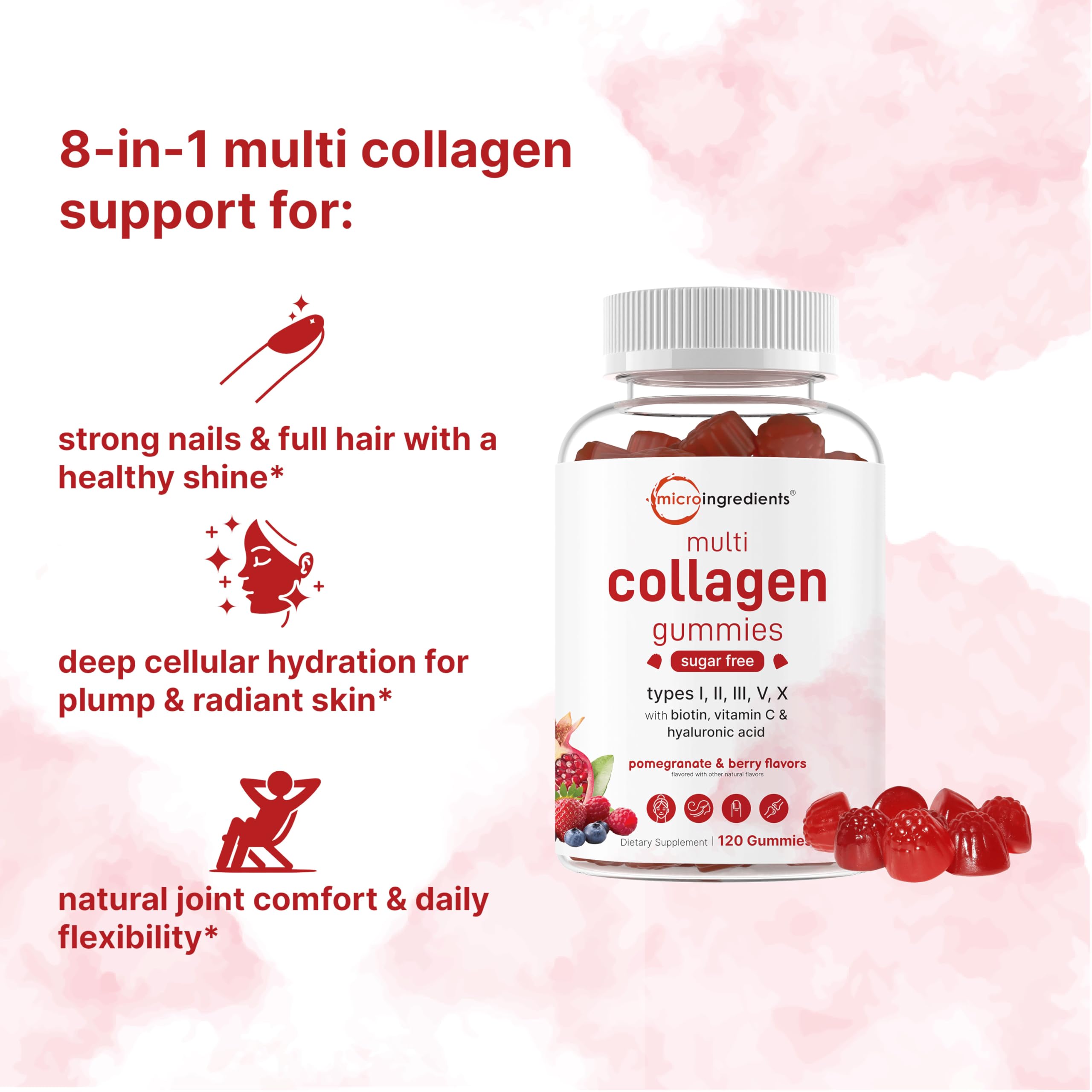 Micro Ingredients Multi Collagen Gummies | Chewable Collagen

