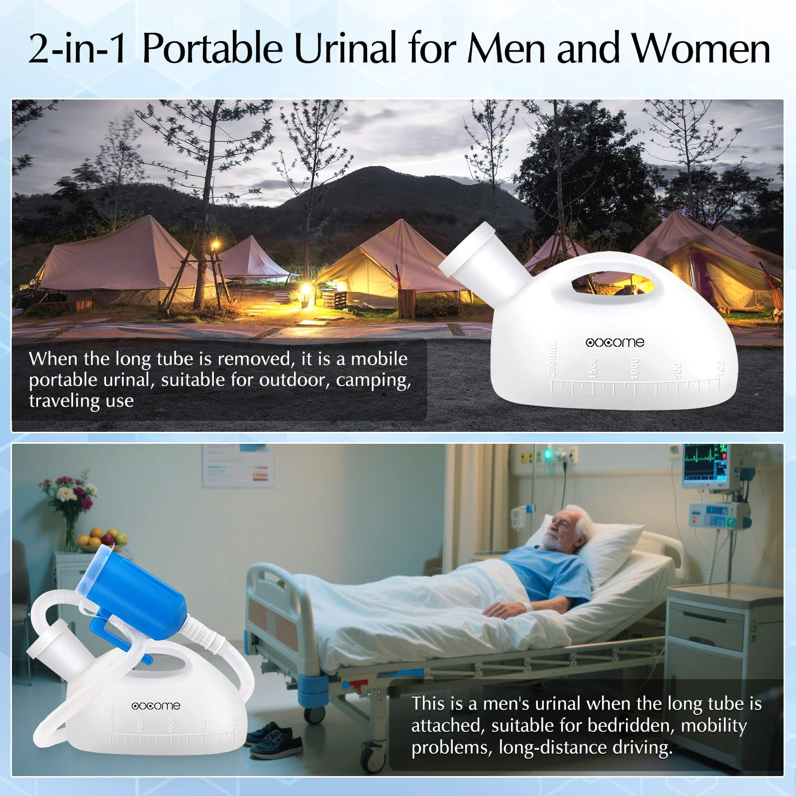 OOCOME Urinal Bottle for Men | Spill-Proof 2000 ml

