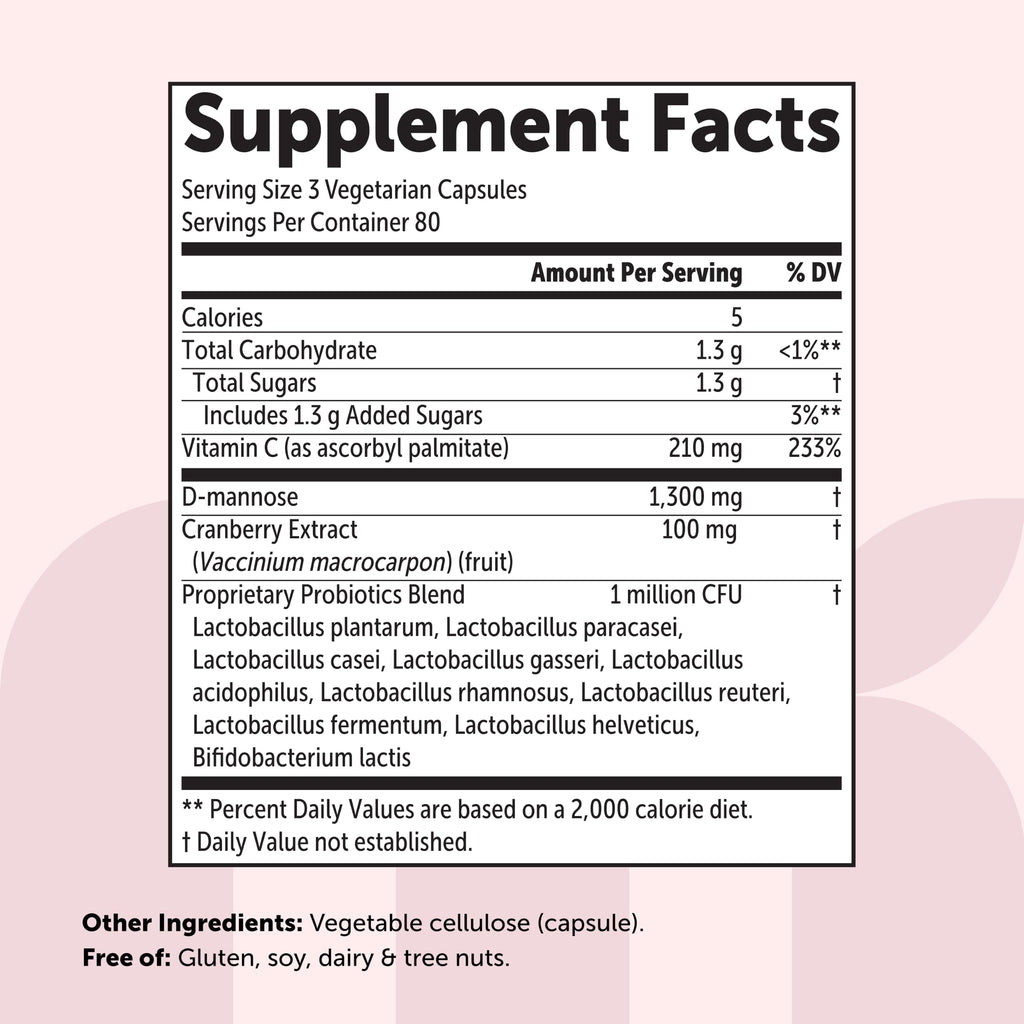 Micro Ingredients D Mannose Capsules Cranberry & Probiotics

