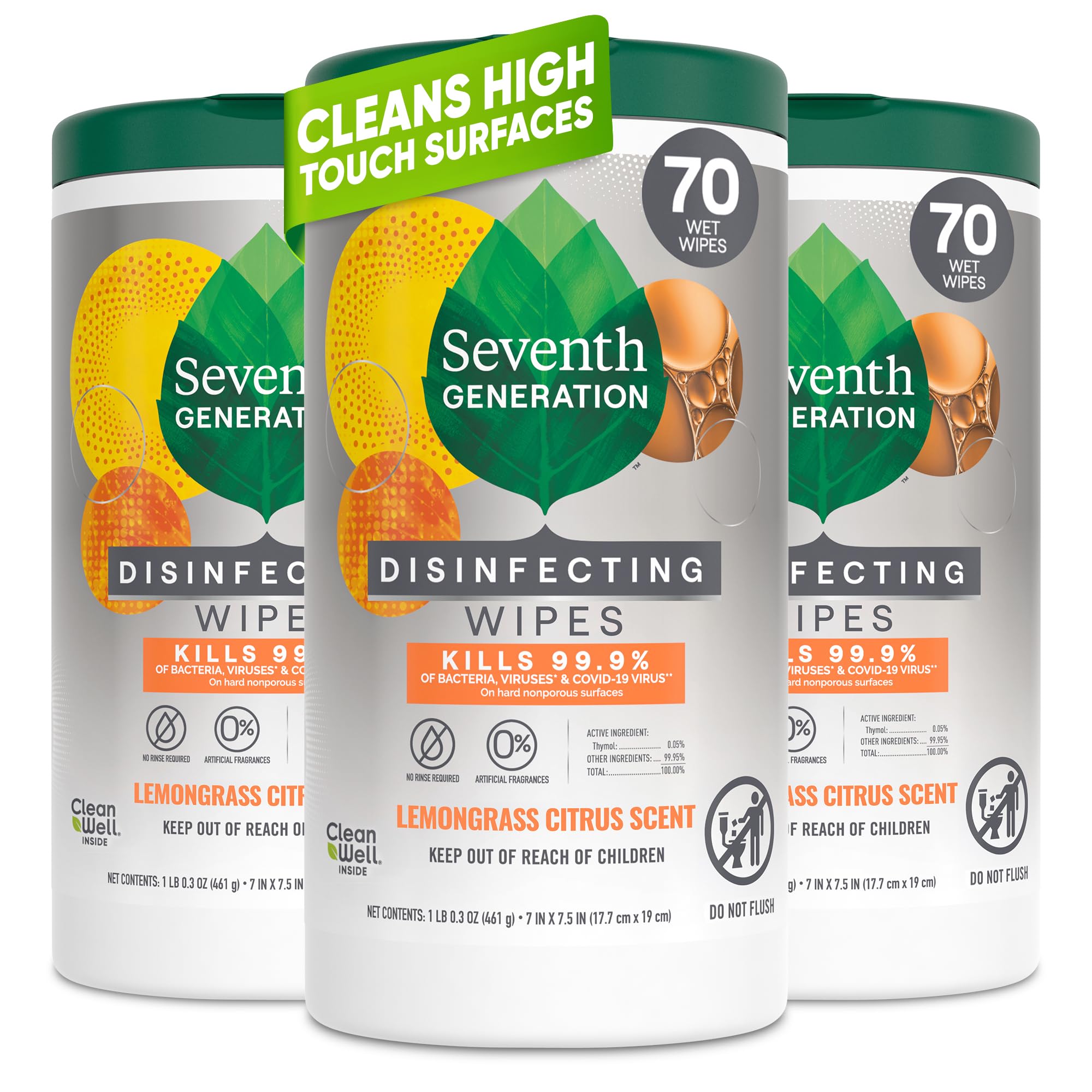 Seventh Generation Disinfecting Wipes Lemongrass Citrus

