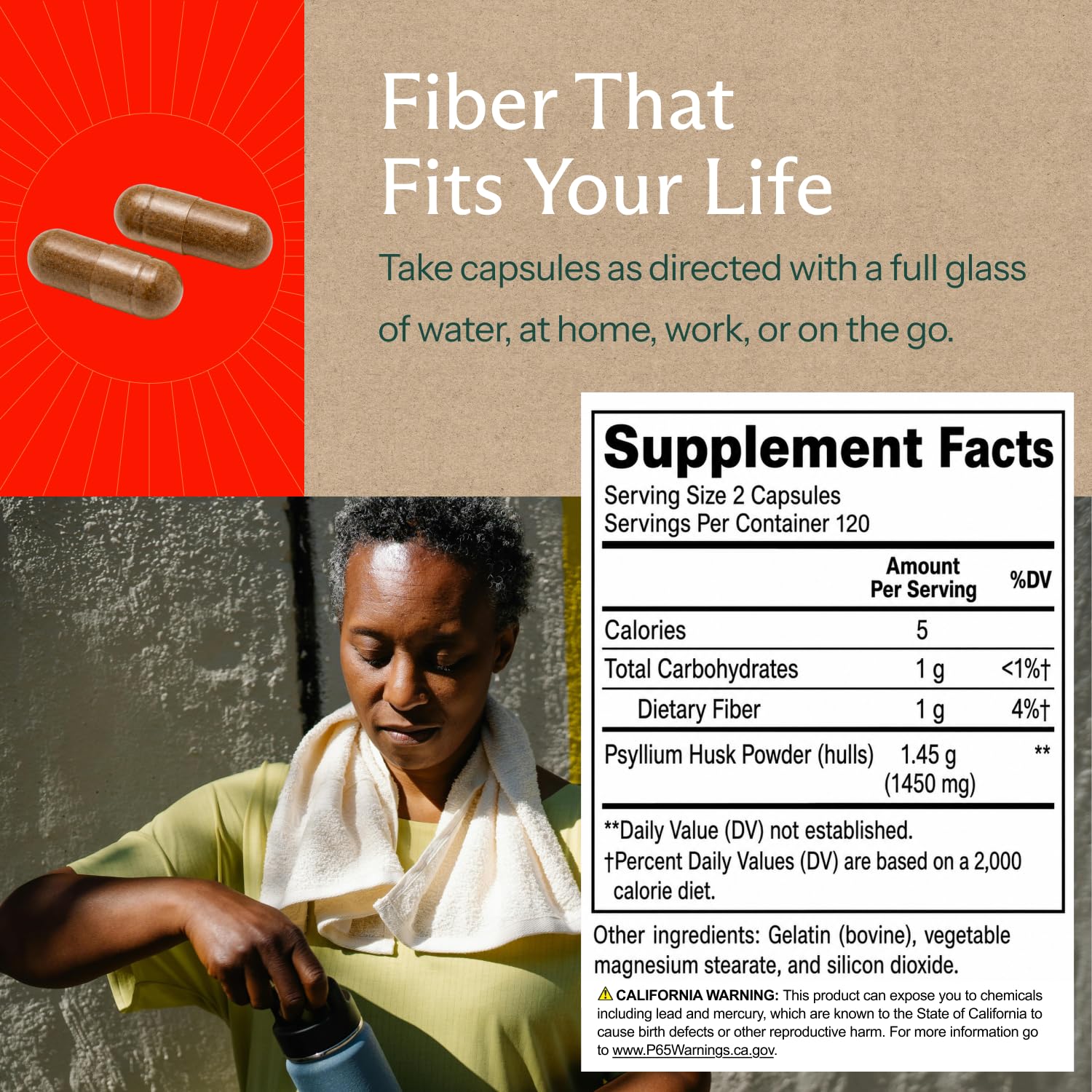 Sunergetic Psyllium Husk Fiber Capsule 1450mg


