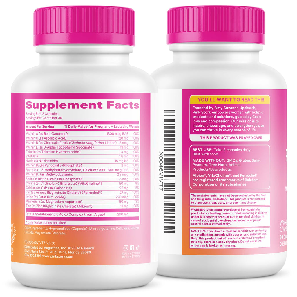 Pink Stork Total Prenatal Vitamins with Vegan DHA | Clean Label

