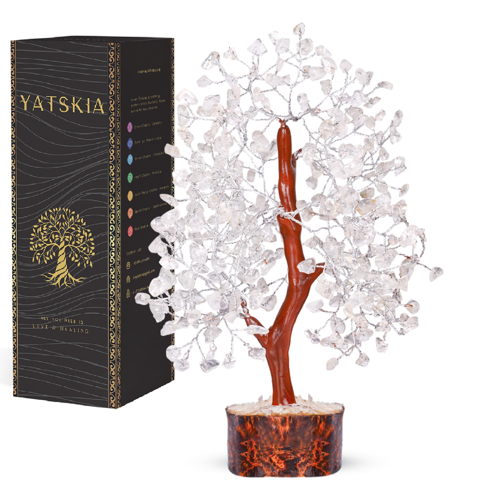 YATSKIA Crystal Tree Sculpture with Natural Crystals