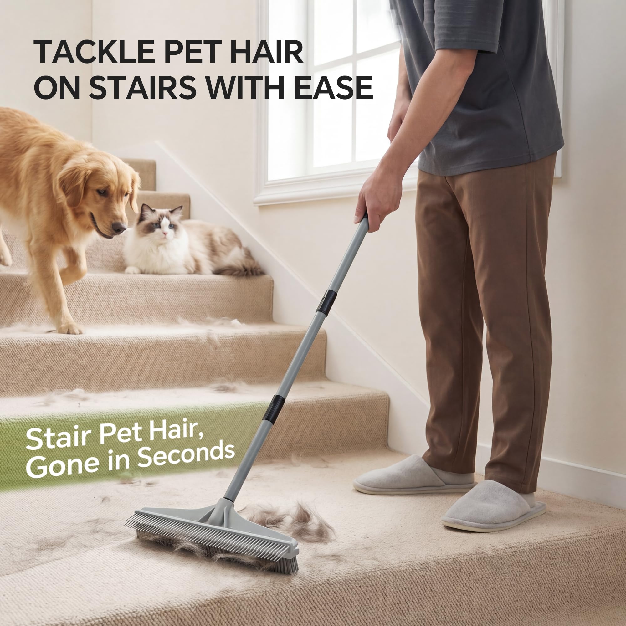 Walensee 2-in-1 Carpet Rake for Pet Hair Nylon & Rubber

