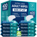 Adult No-Rinse Body Wipes with Aloe Vera & Vitamin E