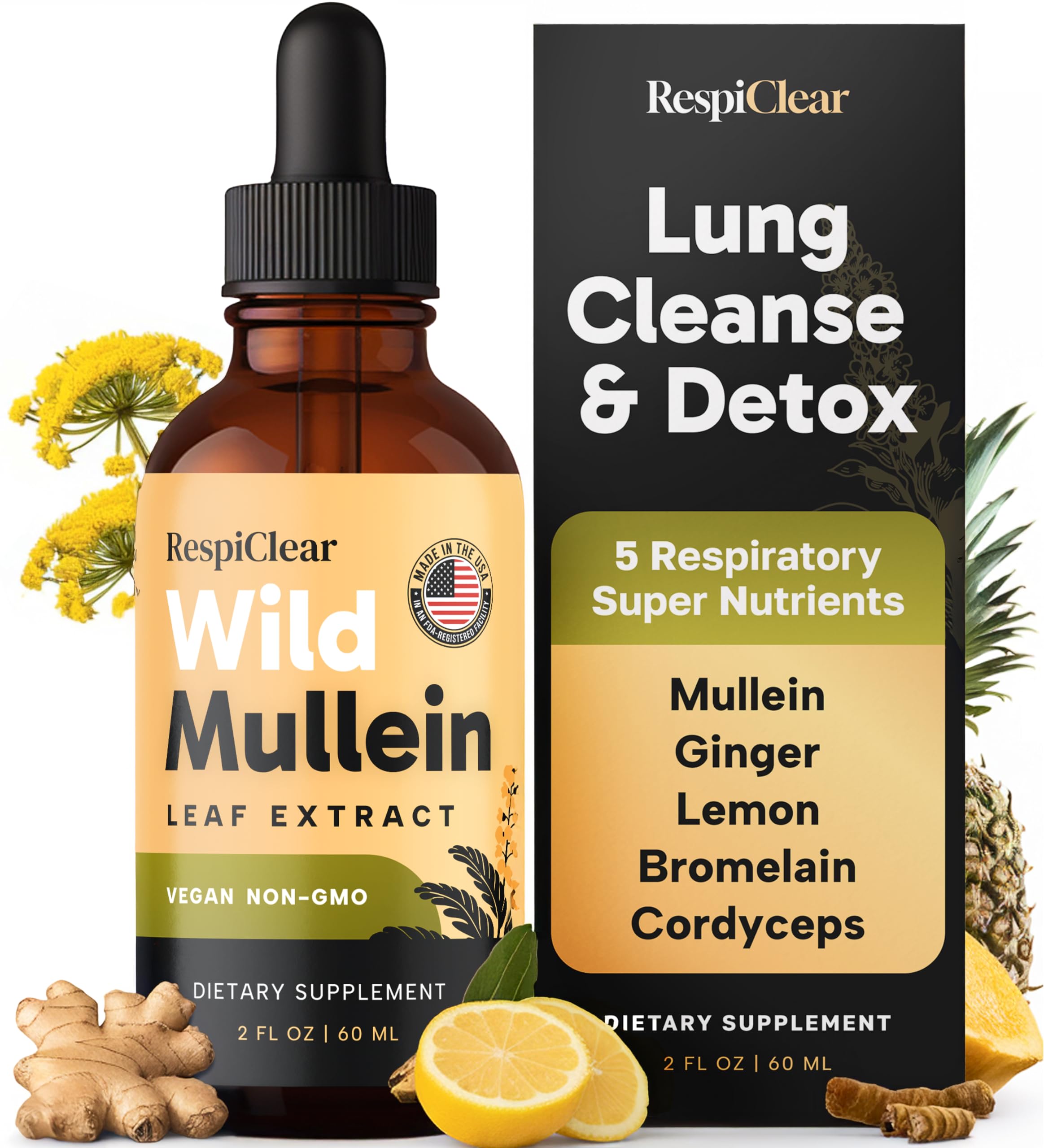 Mullein Drops with Ginger & Lemon for Lung Health

