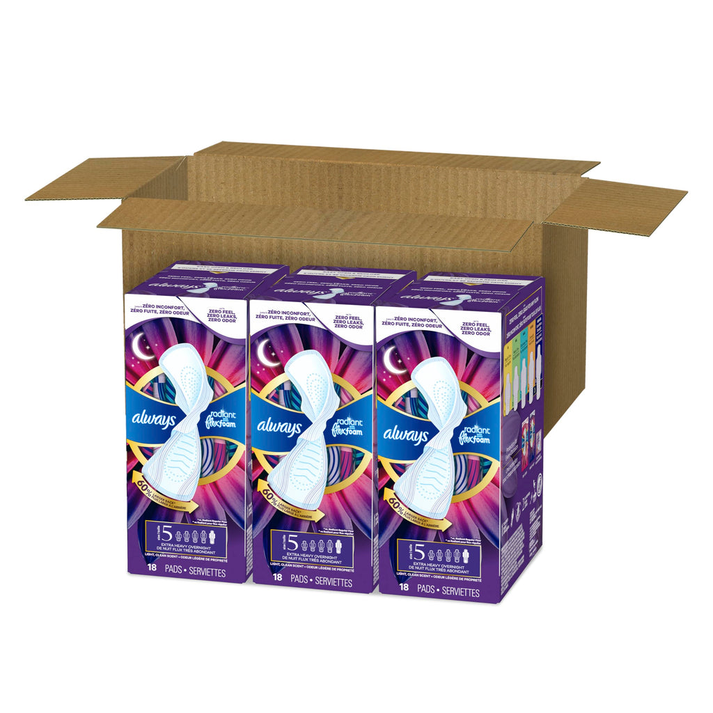 Always Radiant FlexFoam Pads with Wings Leak Protection

