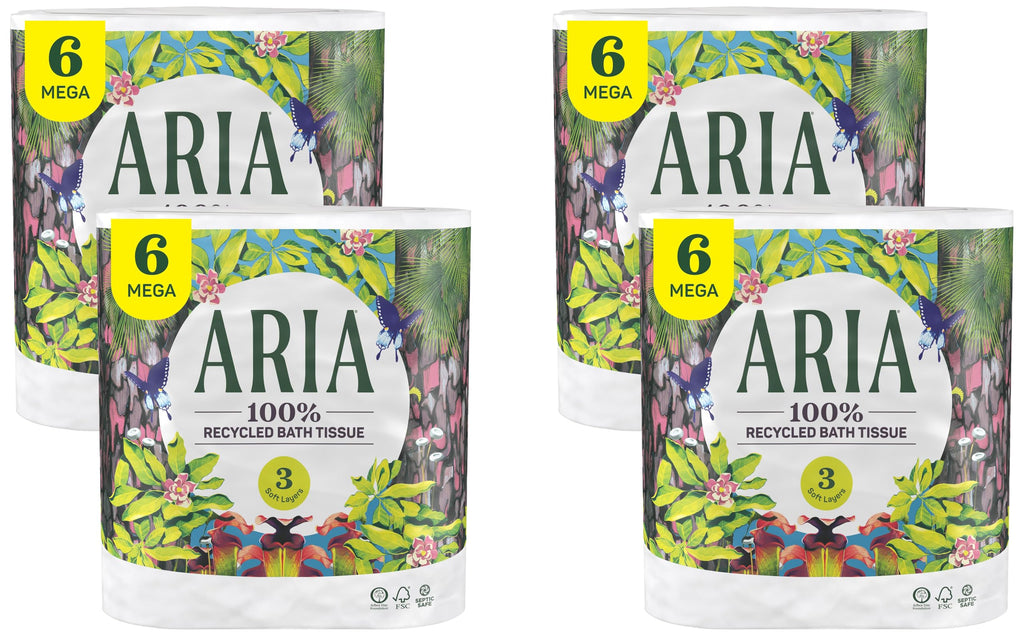 Aria Toilet Paper 100% Recycled – Soft & Strong Bath Tissue
