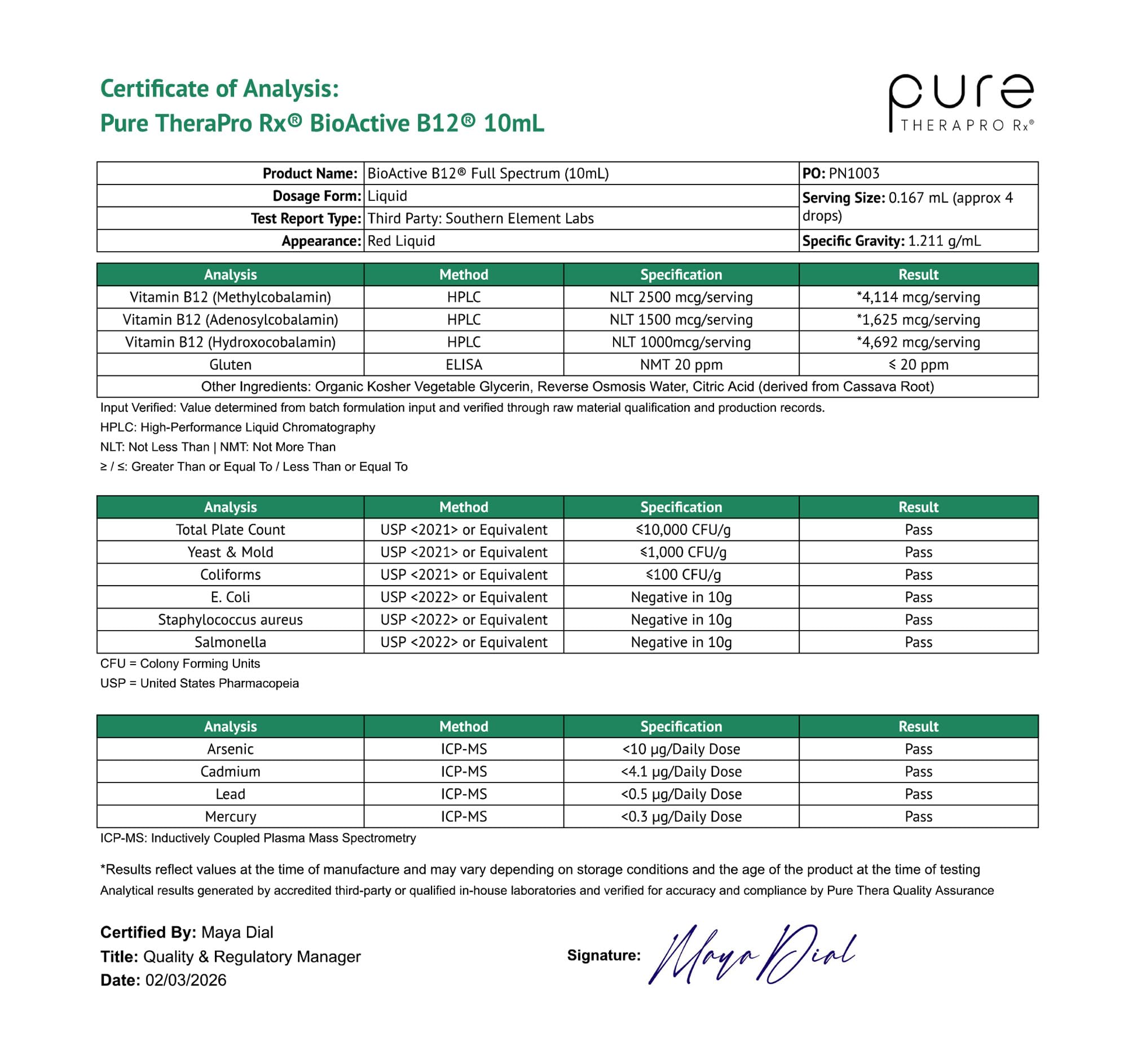 Pure Therapro Rx Vitamin B12 Supplement Multi-Form


