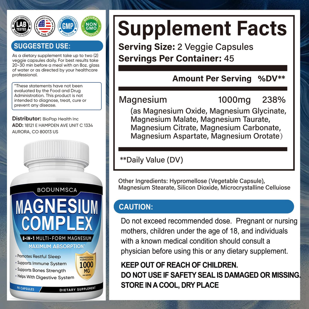 Magnesium Complex 1000mg 8-in-1 Supplement


