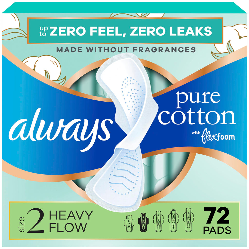 Pads Always Pure Cotton FlexFoam Unscented with Wings

